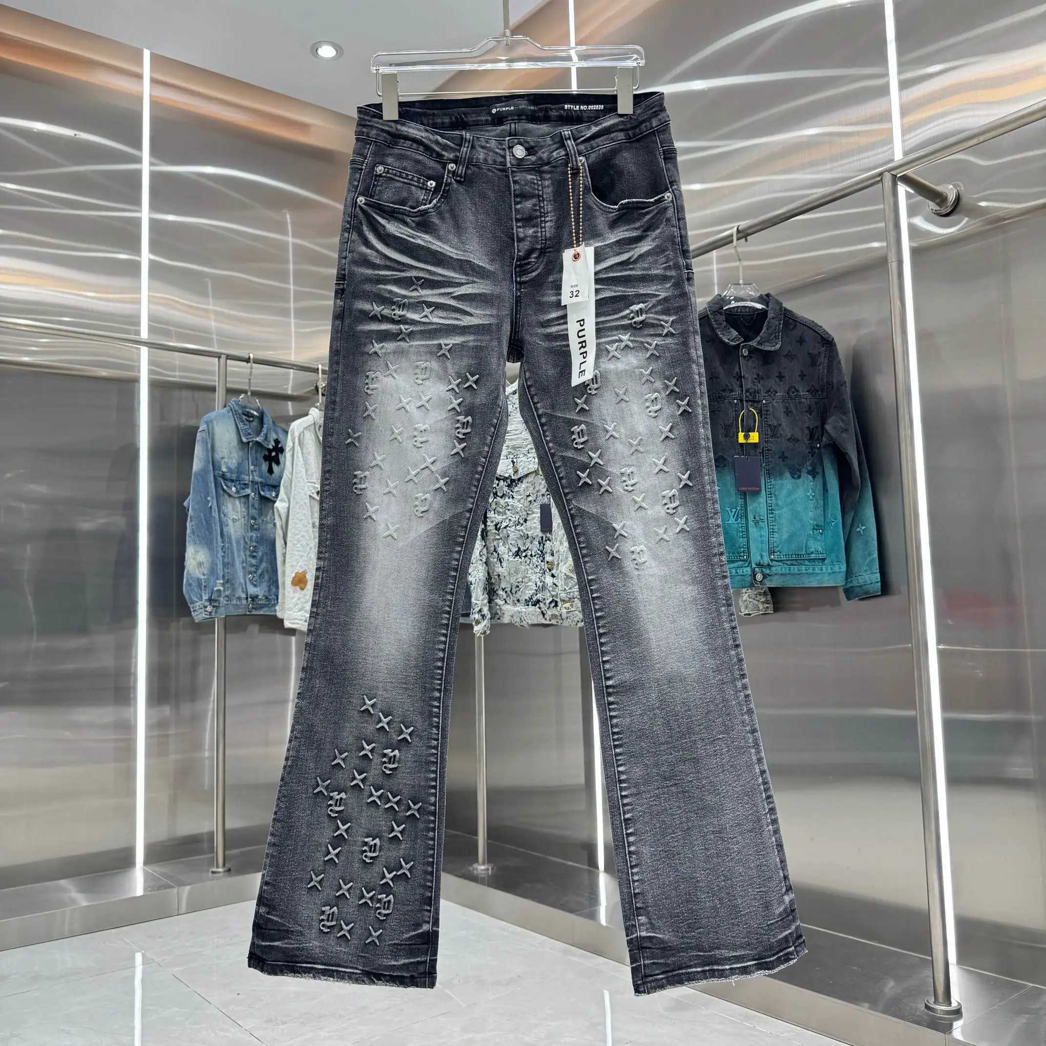 Purple Brand Embossed Flared Stretch Jeans D21019111