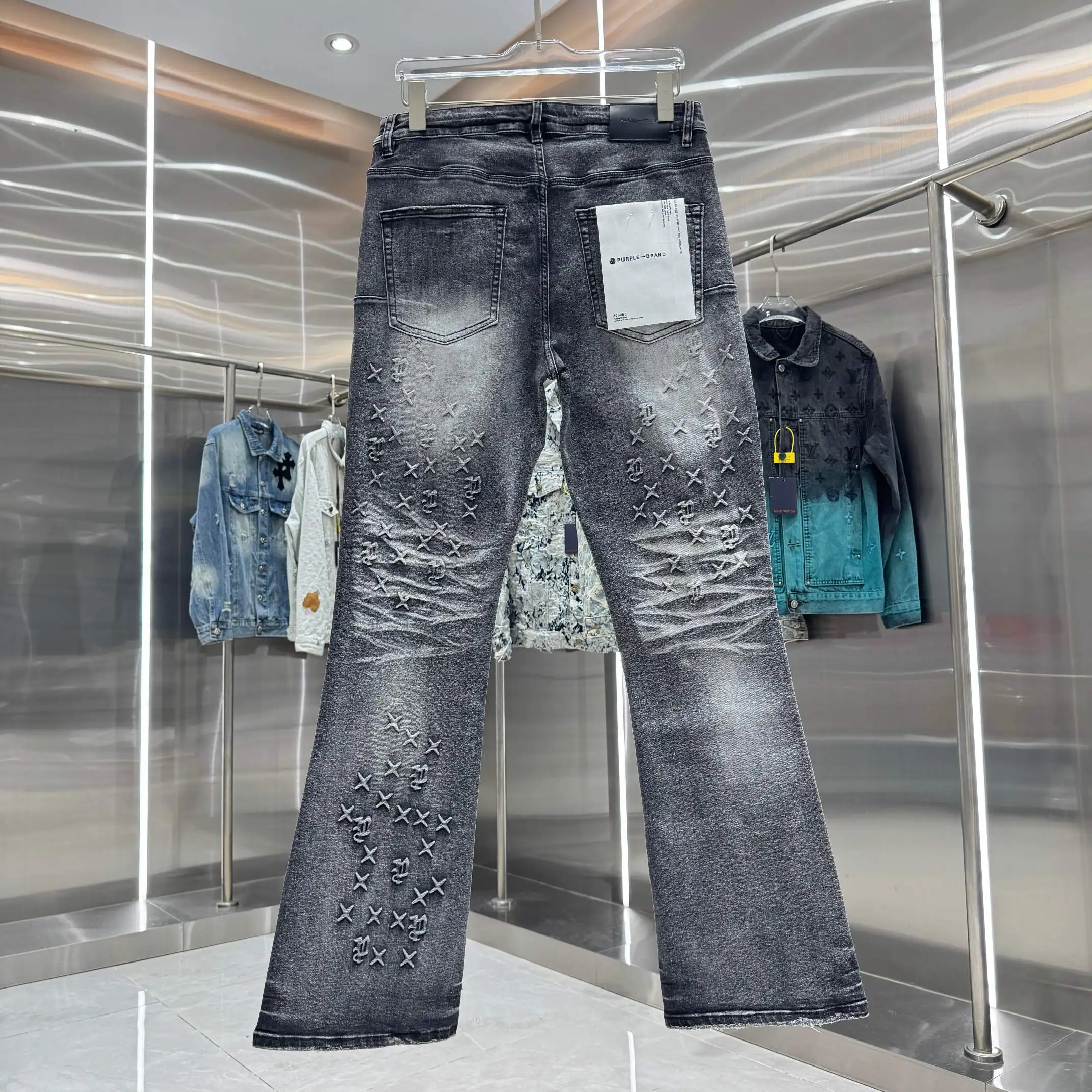 Purple Brand Embossed Flared Stretch Jeans D21019111 — view 2
