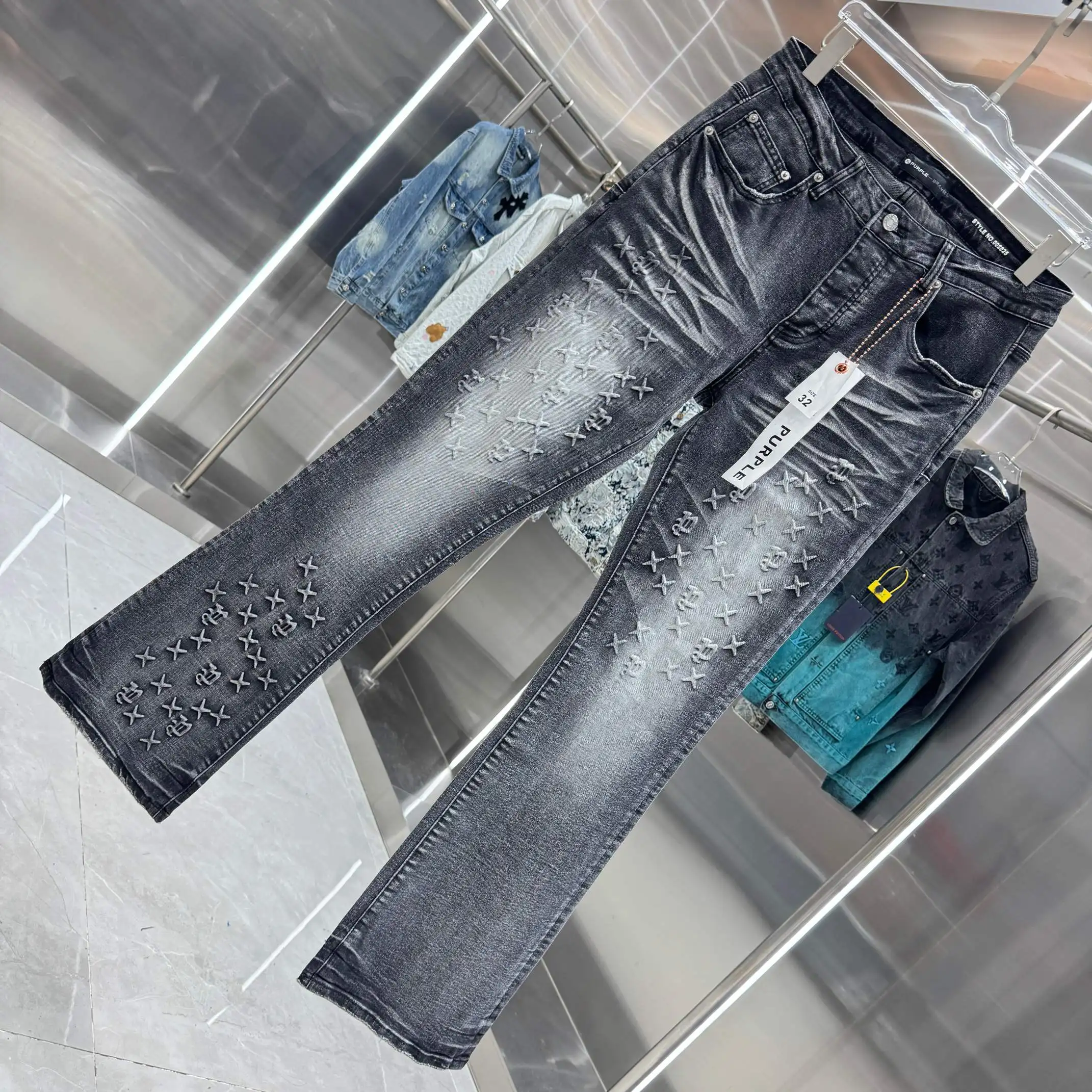 Purple Brand Embossed Flared Stretch Jeans D21019111 — view 3