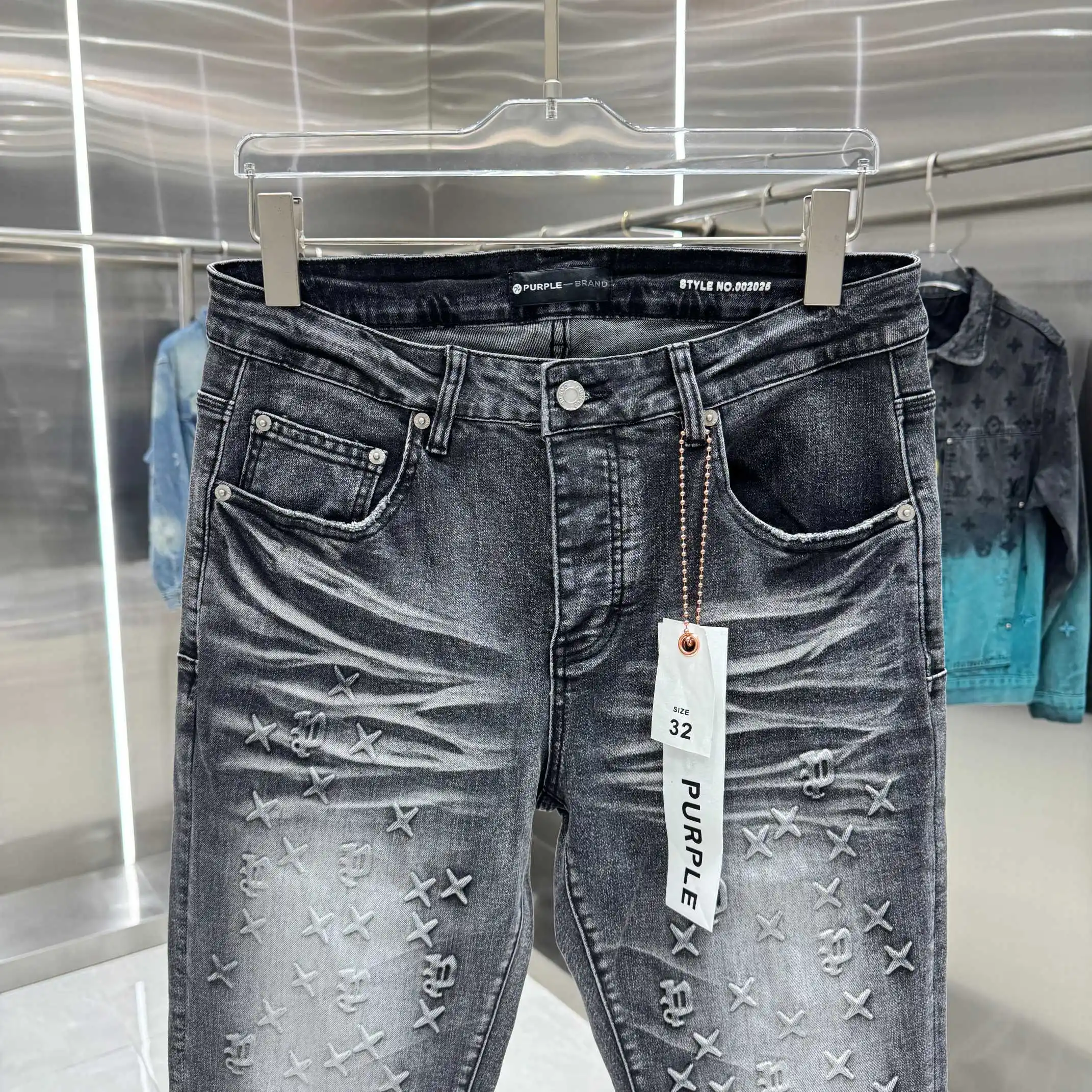 Purple Brand Embossed Flared Stretch Jeans D21019111 — view 6