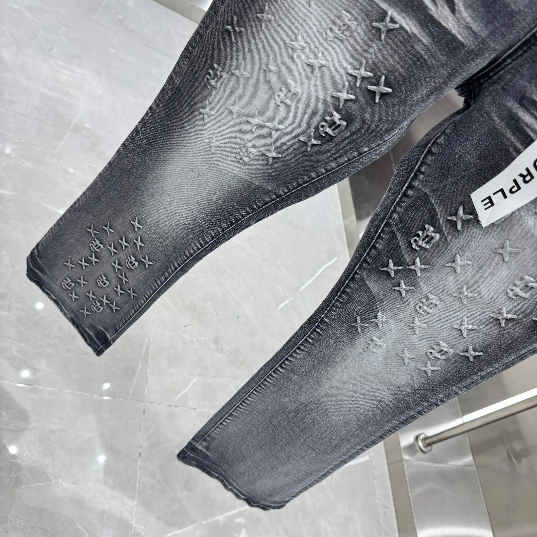 Purple Brand Embossed Flared Stretch Jeans D21019111 — view 9
