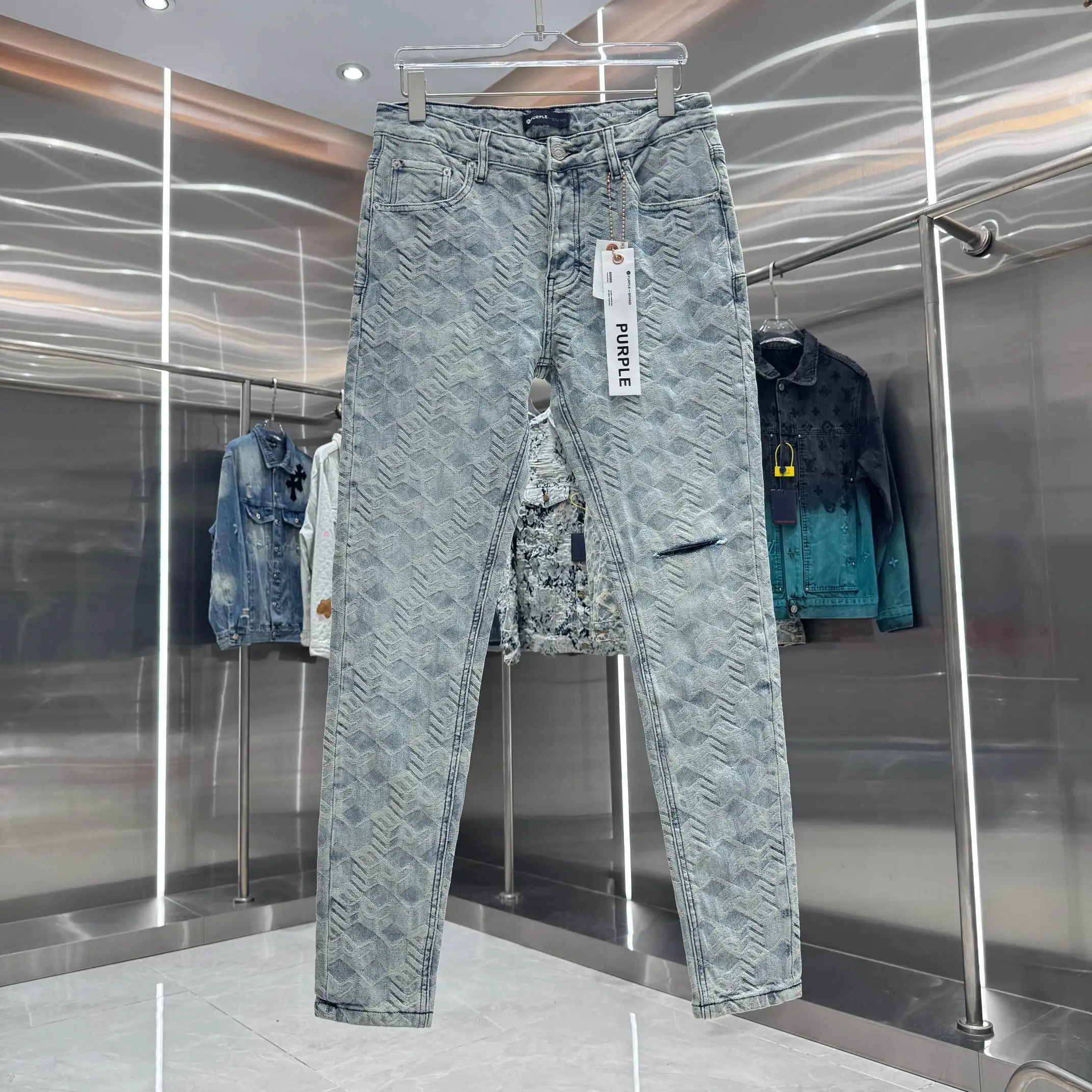 Monogram Embossed Distressed Slim-Fit Jeans D21019161