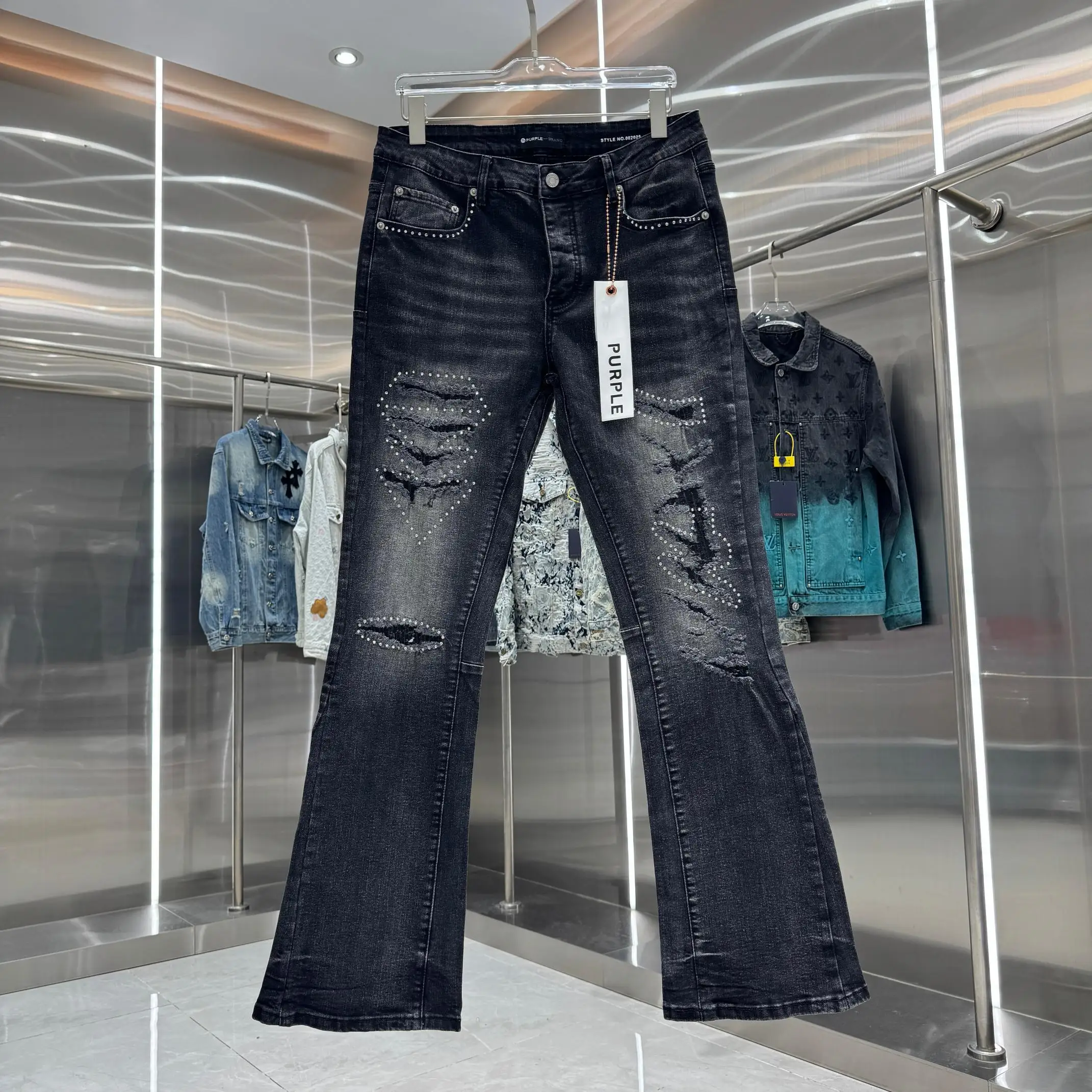 Purple Brand Distressed Bootcut Jeans D21019110