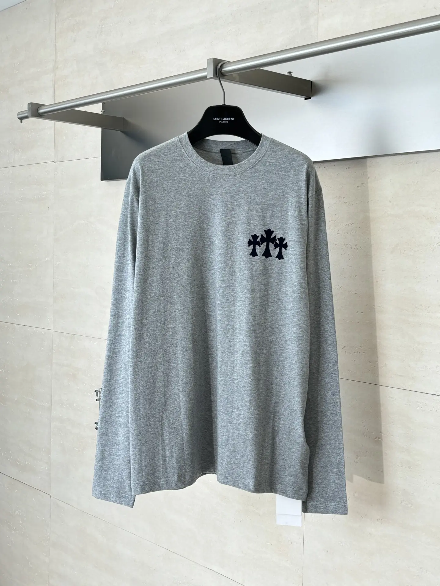 Chrome Hearts Flocked Cross Long-Sleeve T-Shirt D22018617