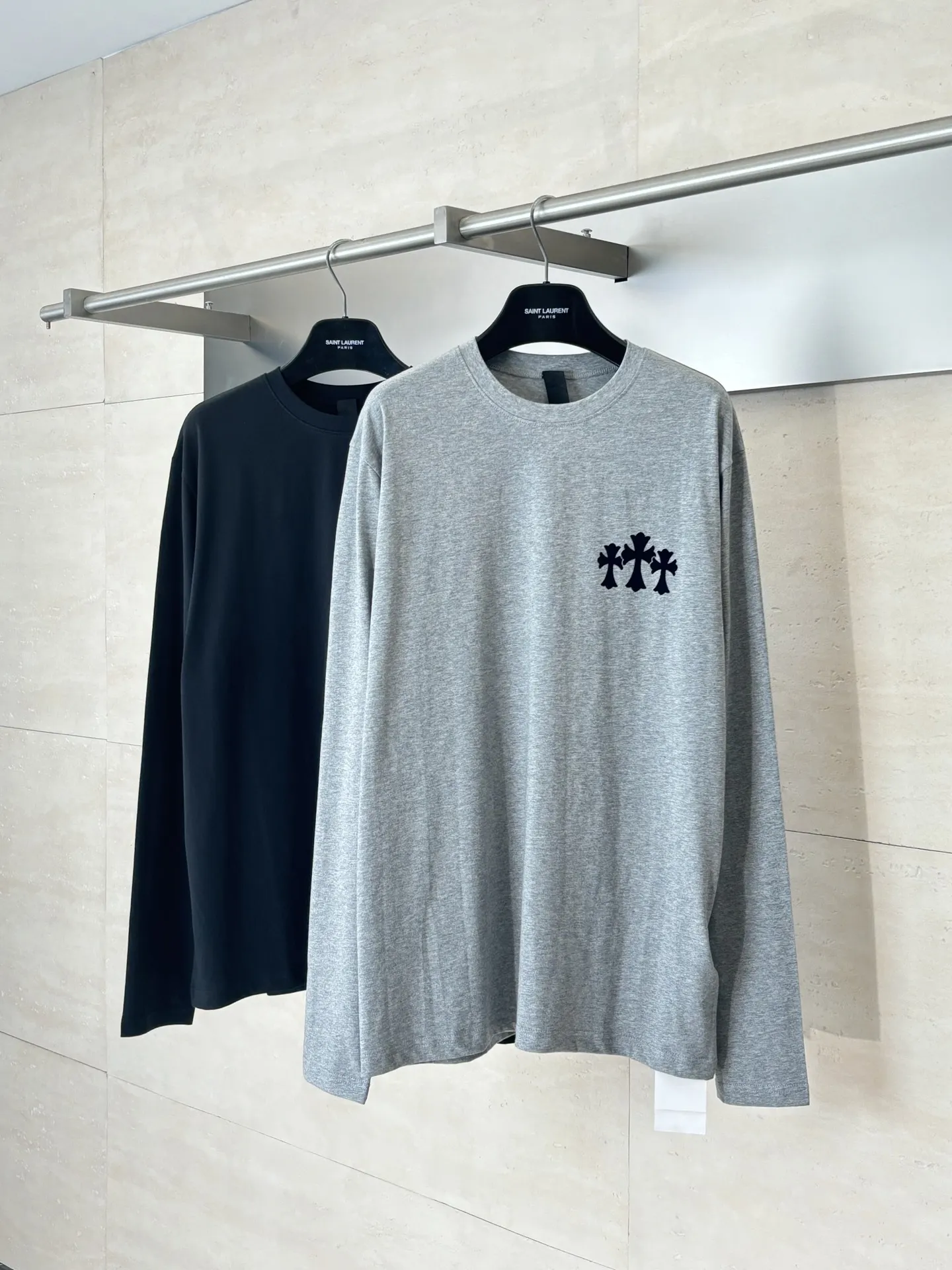 Chrome Hearts Flocked Cross Long-Sleeve T-Shirt D22018617 — view 4