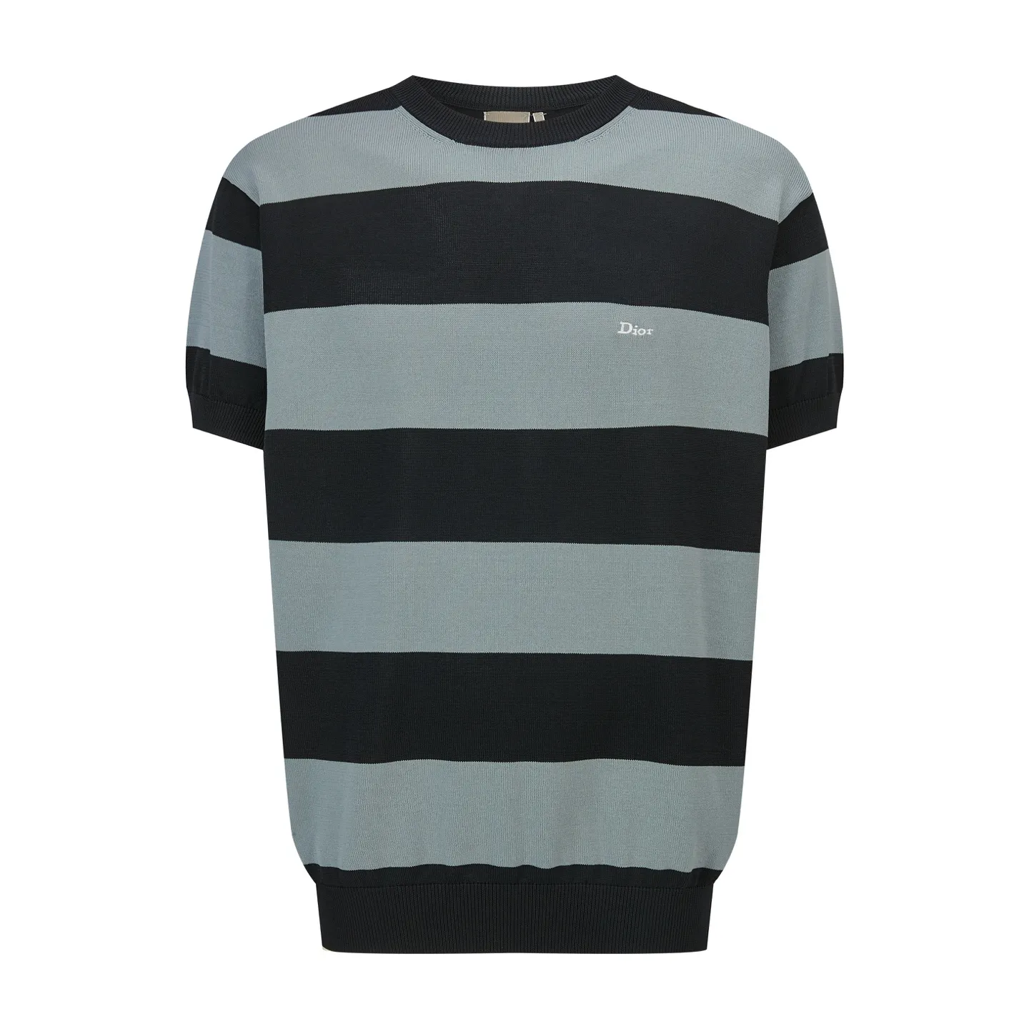 Striped Cotton Knit Short-Sleeve Sweater D22019171