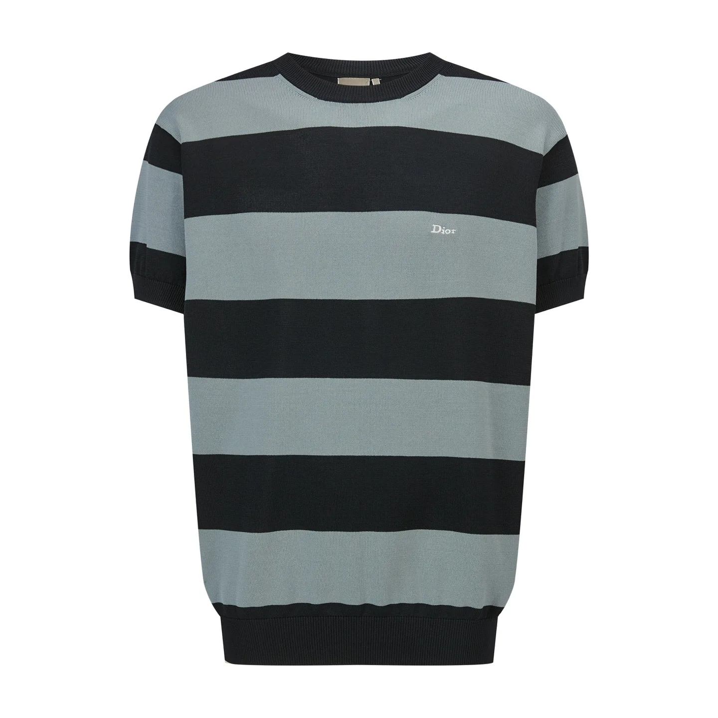 Striped Cotton Knit Short-Sleeve Sweater D22019171
