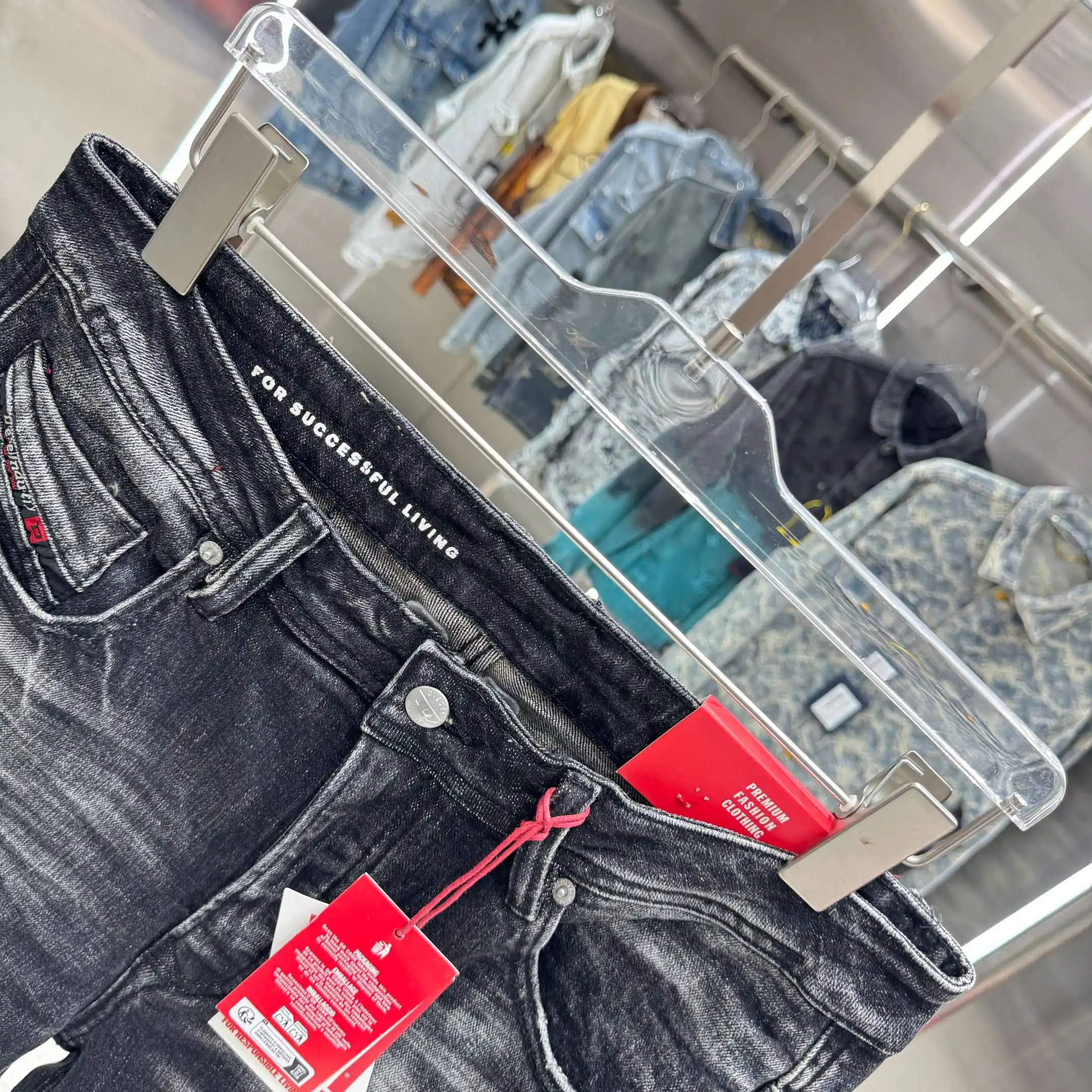 Distressed Bootcut Jeans in Washed Black D22019124 — view 8