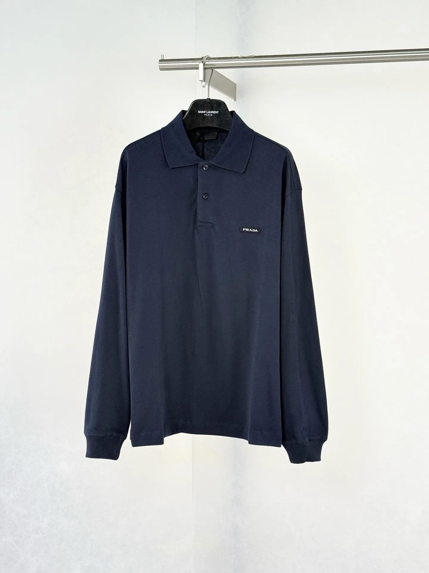 Logo-Patch Long-Sleeved Cotton Polo Shirt D22022050