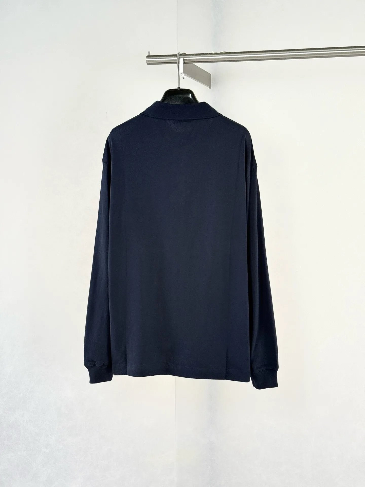 Logo-Patch Long-Sleeved Cotton Polo Shirt D22022050 — view 2