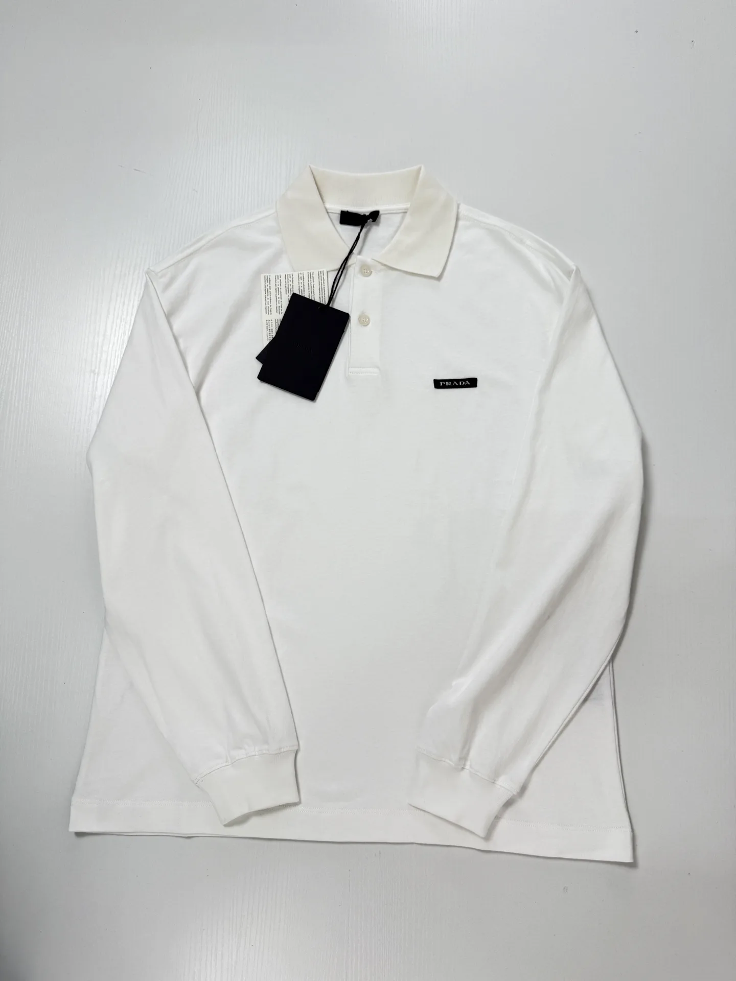 Logo-Patch Long-Sleeve Cotton Polo Shirt D22022051 — view 3