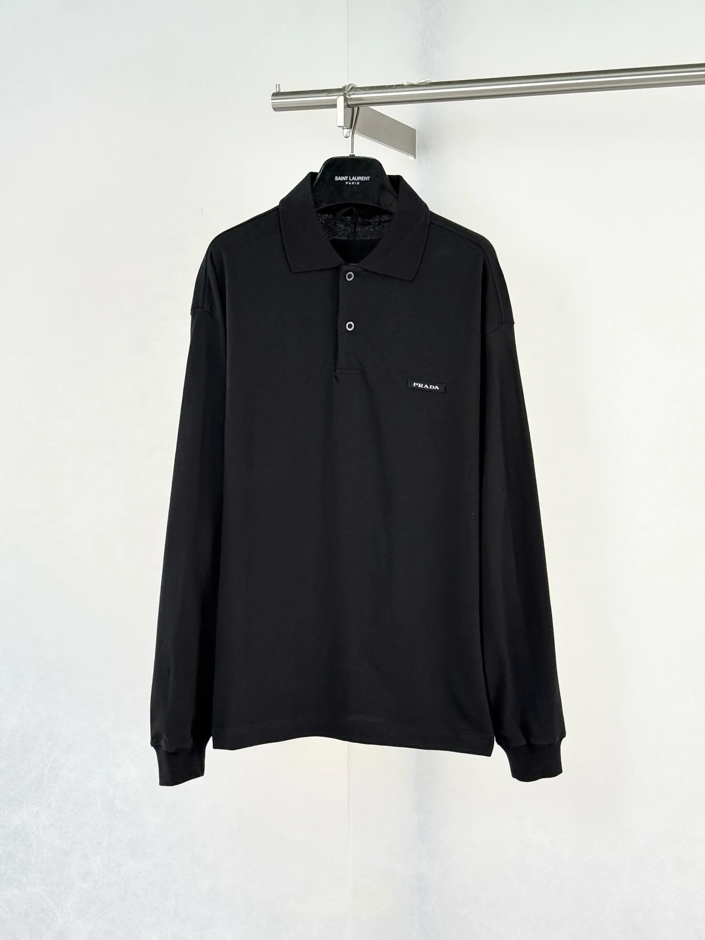 Logo-Patch Long-Sleeved Cotton Polo Shirt D22022052
