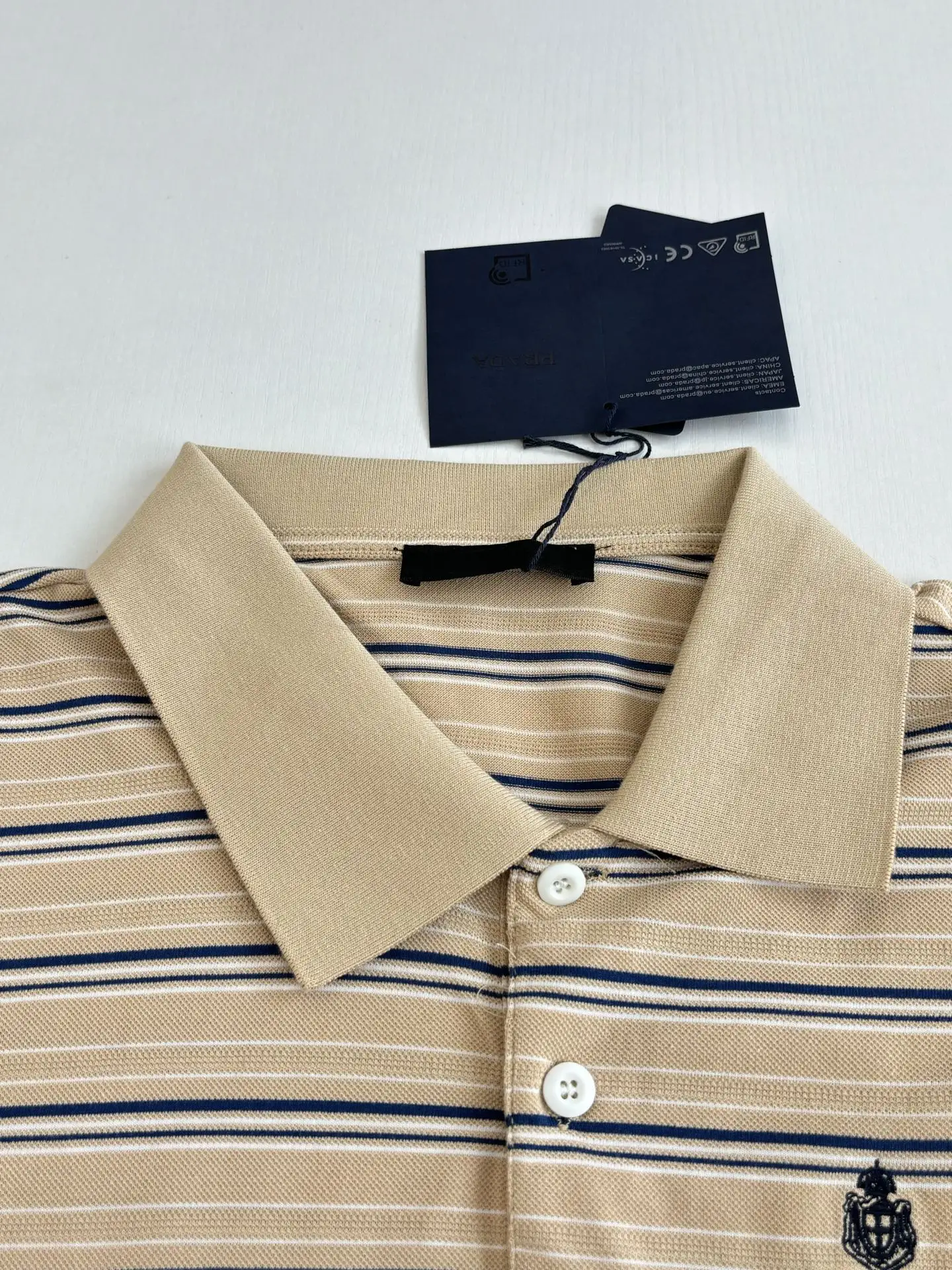 Striped Cotton-Piqué Long-Sleeved Polo Shirt D22018639 — view 4