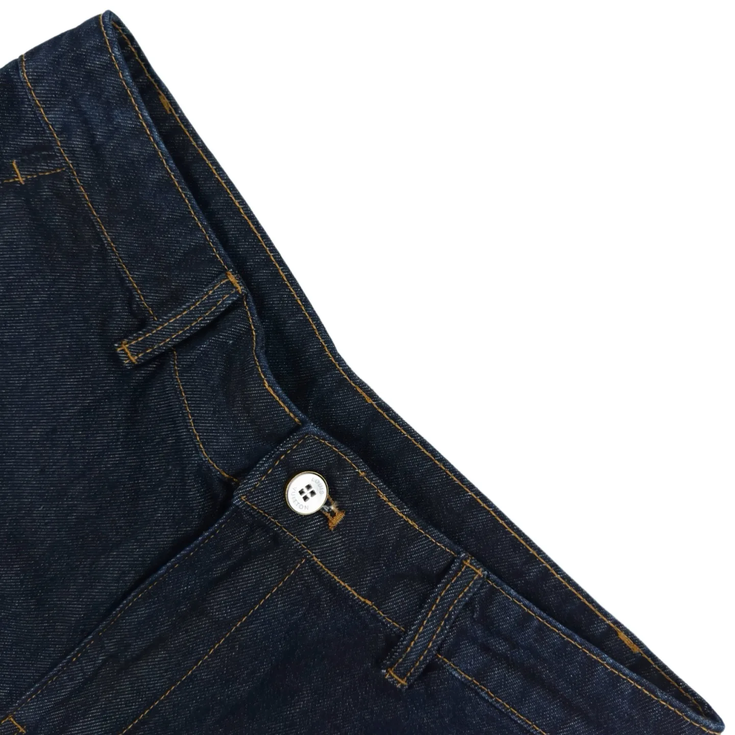 Leather Patch Indigo Denim Shorts D22522321 — view 3