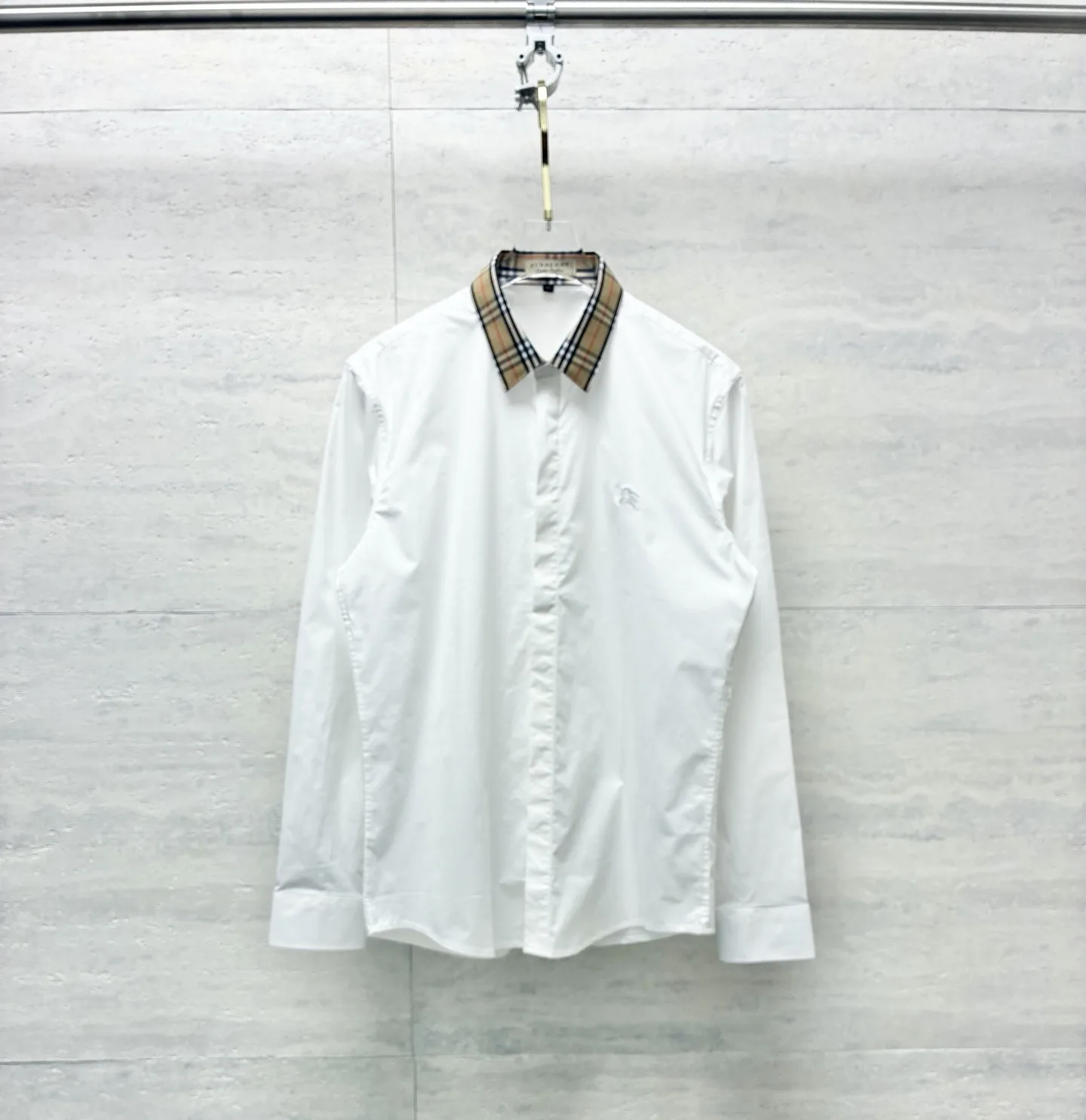 Check-Trim Cotton Poplin Shirt D22519096