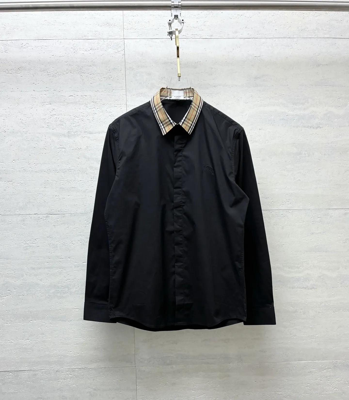 Check-Collar Cotton Poplin Shirt D22519095