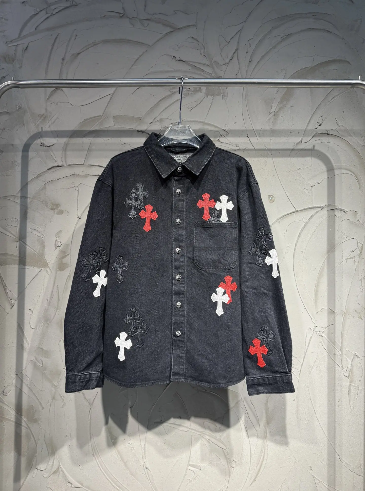 Cross-Patch Denim Overshirt Jacket D22524345