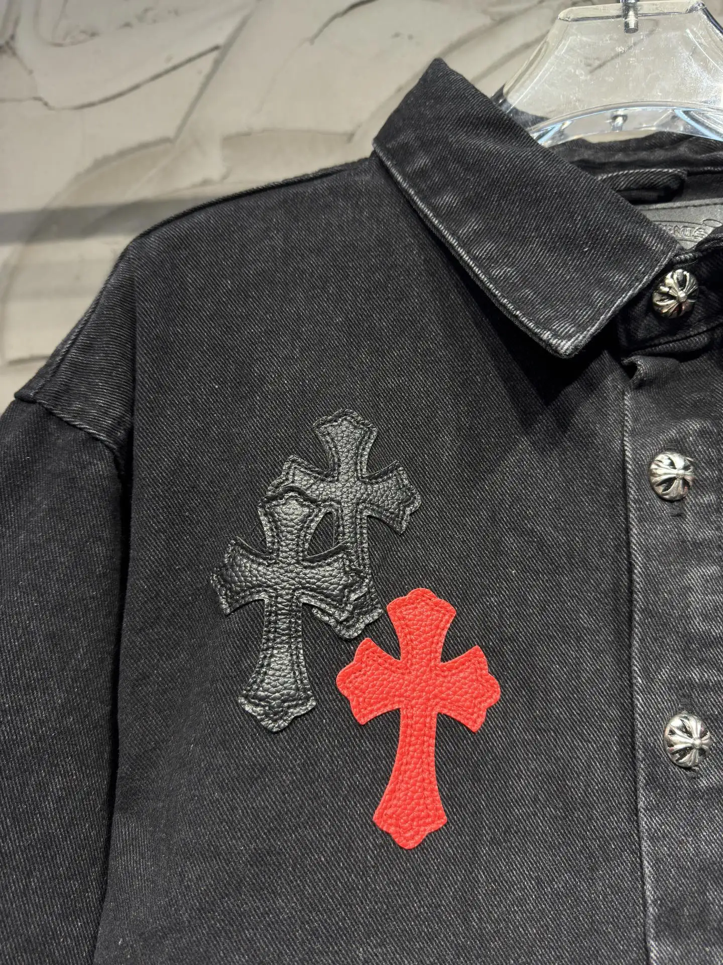 Cross-Patch Denim Overshirt Jacket D22524345 — view 3