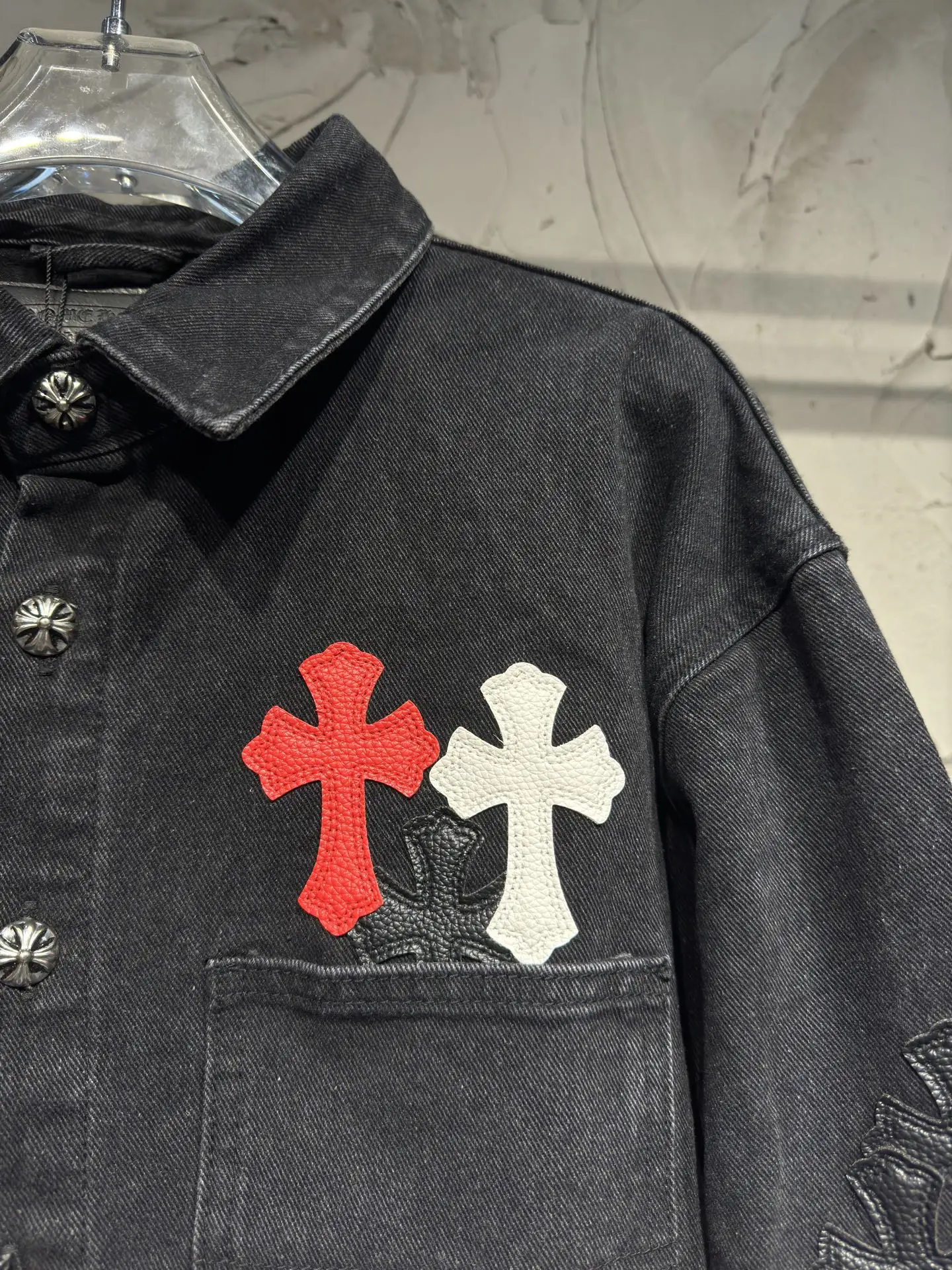 Cross-Patch Denim Overshirt Jacket D22524345 — view 4