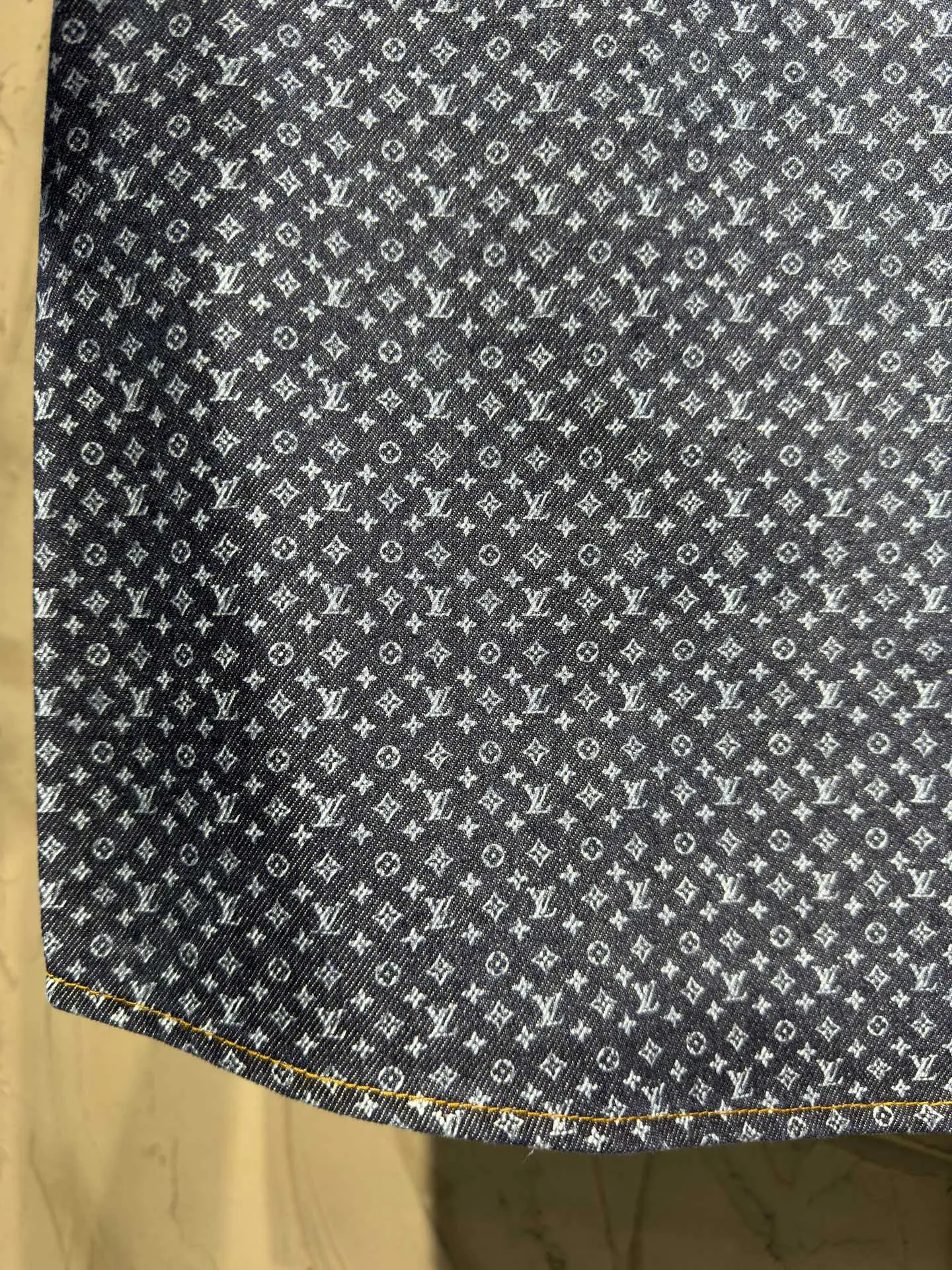 Monogram Print Short-Sleeve Denim Shirt D22524320 — view 12