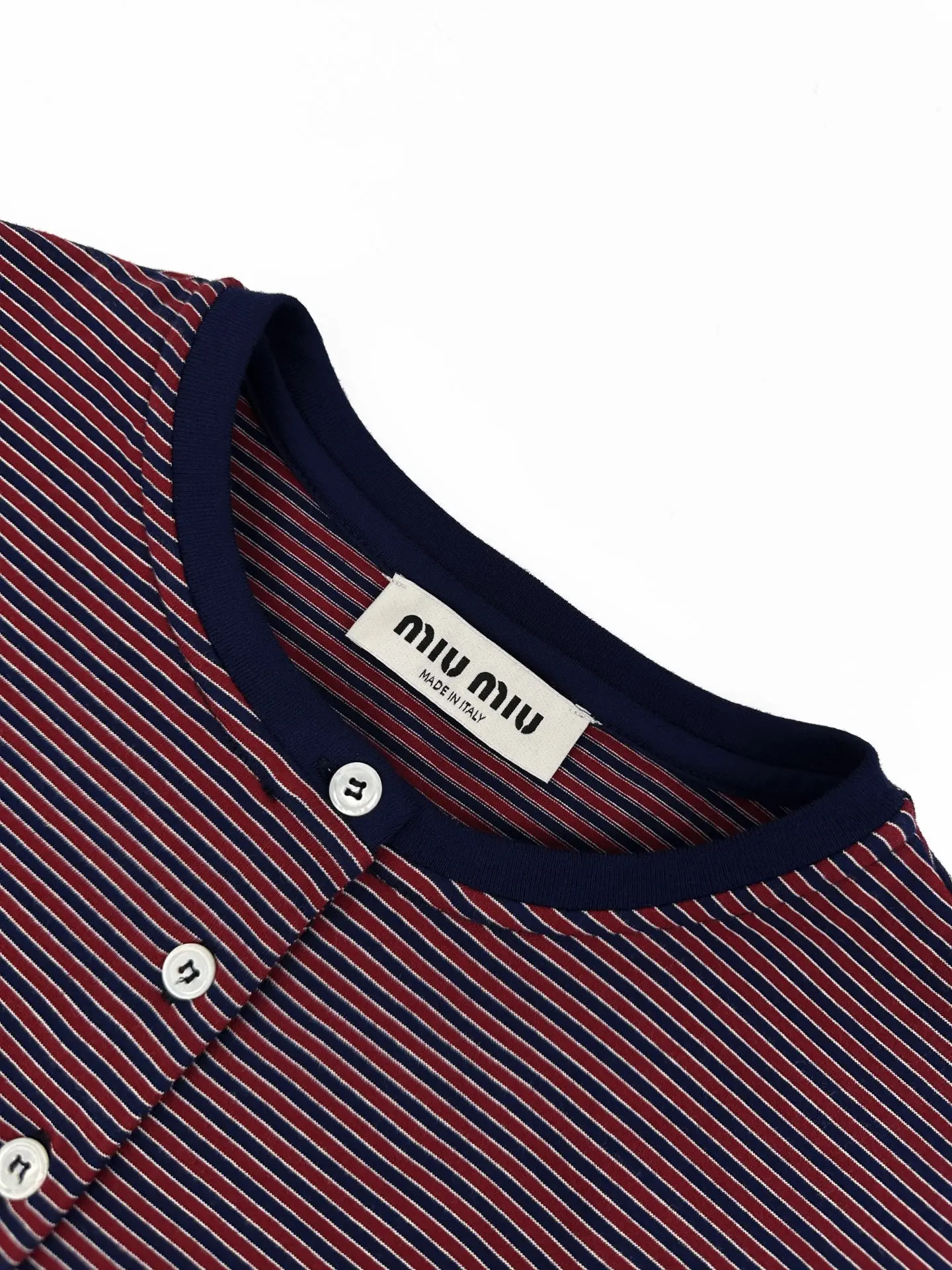 Striped Cotton Jersey Henley Top D22520517 — view 3
