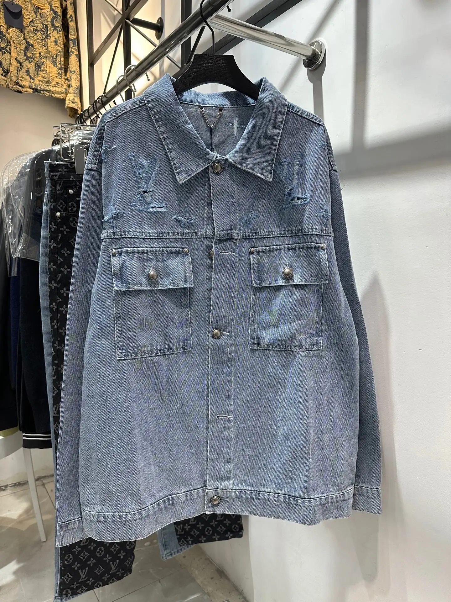 Distressed Monogram Denim Jacket D22513845
