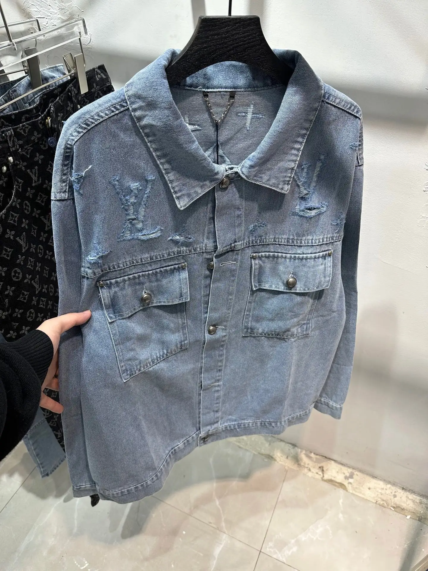 Distressed Monogram Denim Jacket D22513845 — view 2