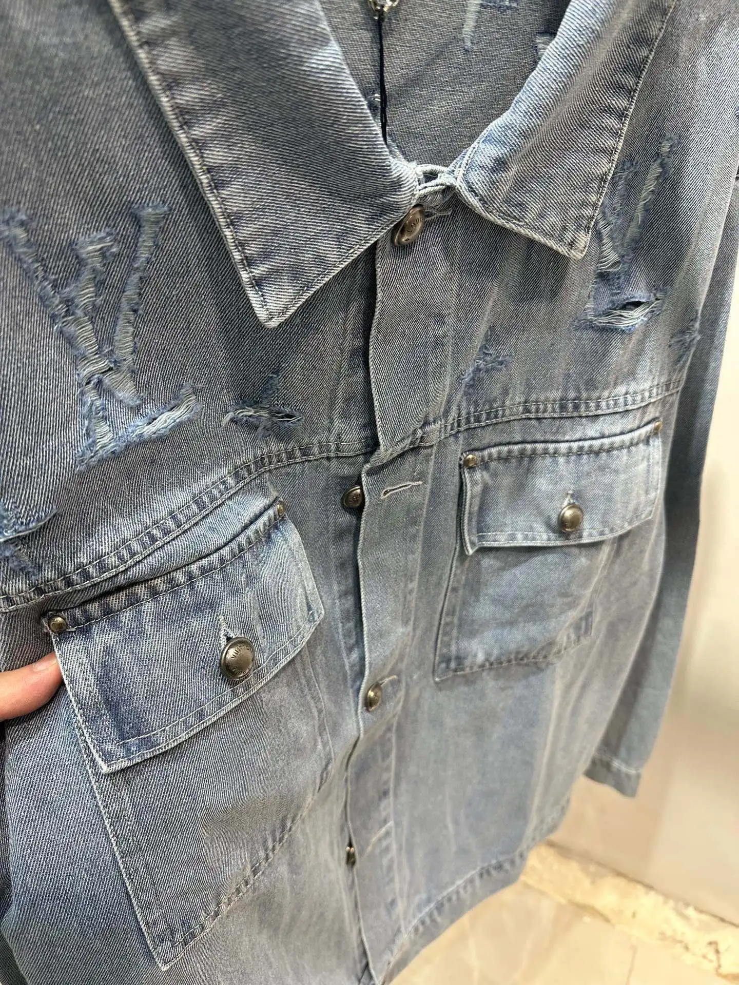 Distressed Monogram Denim Jacket D22513845 — view 4