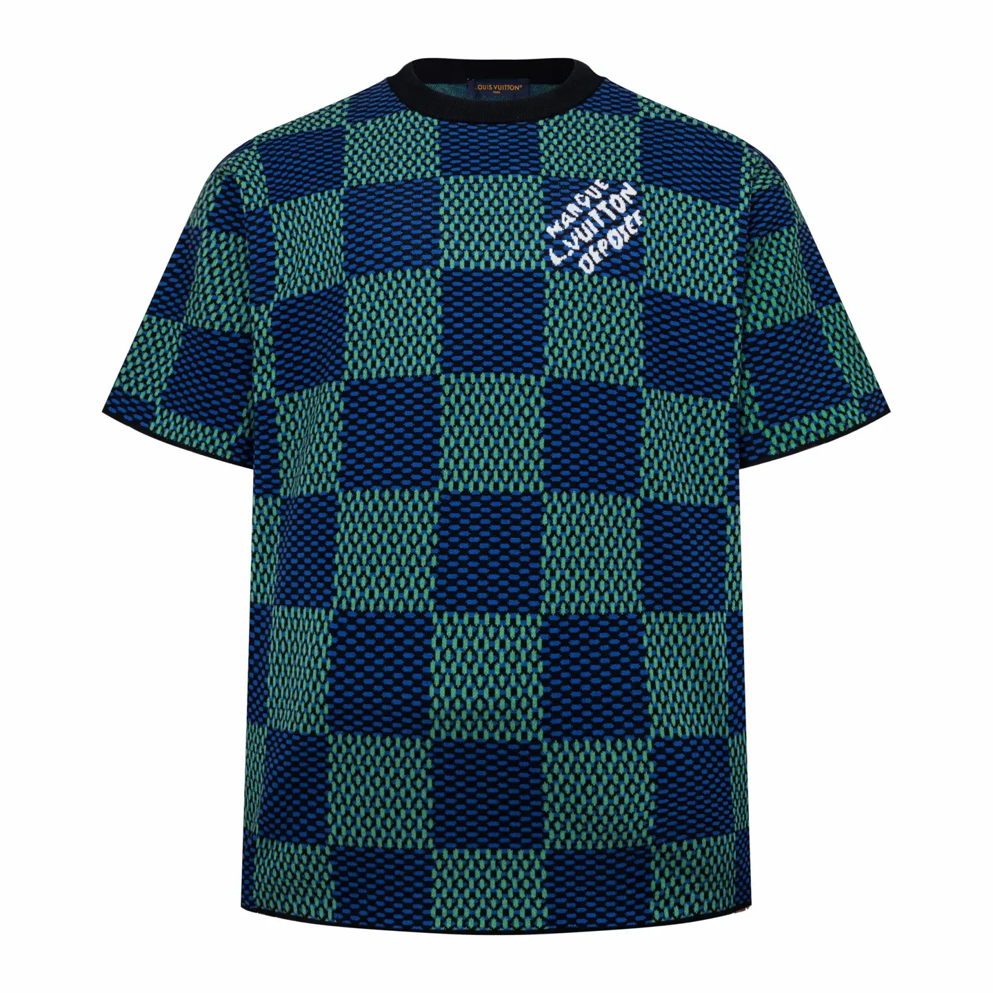 Damier Jacquard Cotton Knit T-Shirt D23014206