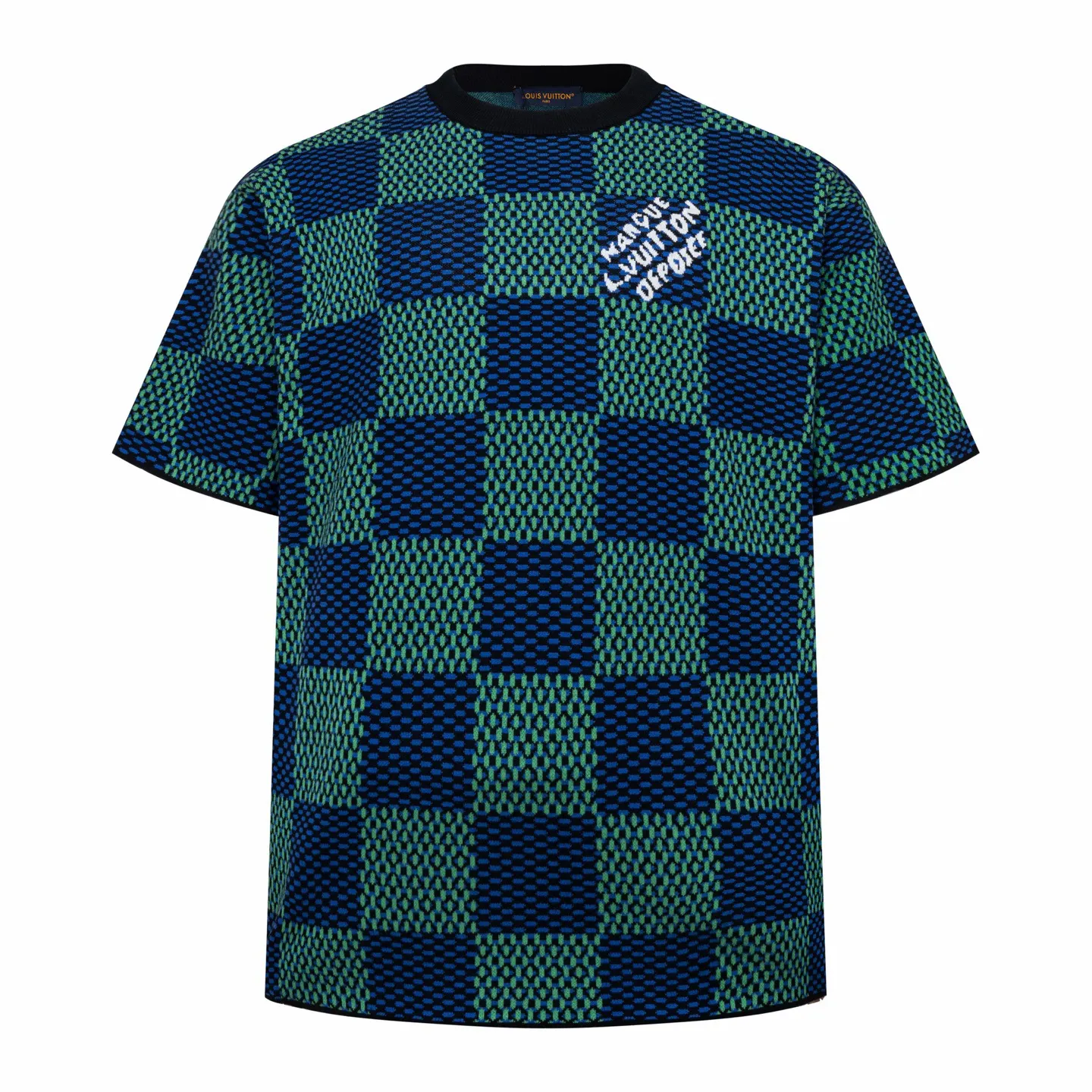 Damier Jacquard Cotton Knit T-Shirt D23014206