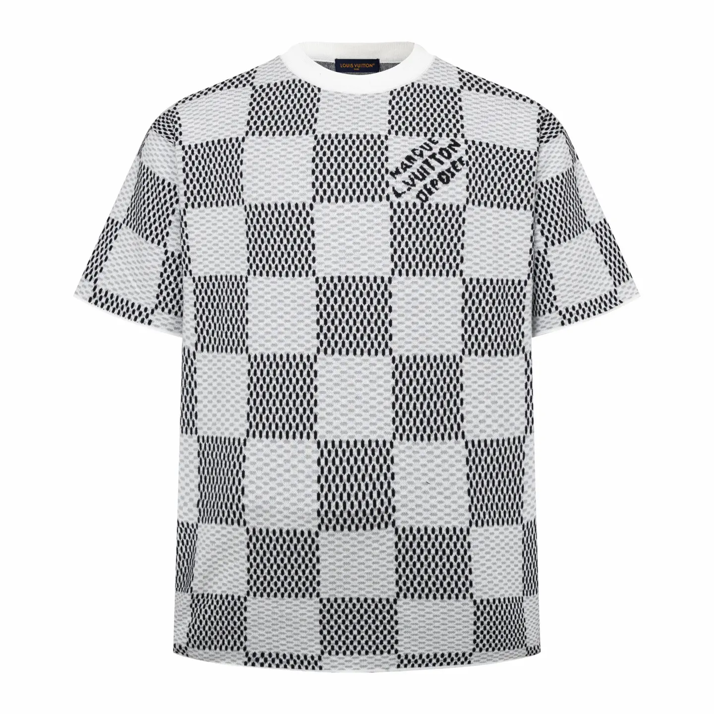 Damier Jacquard Cotton Knit T-Shirt D23014207
