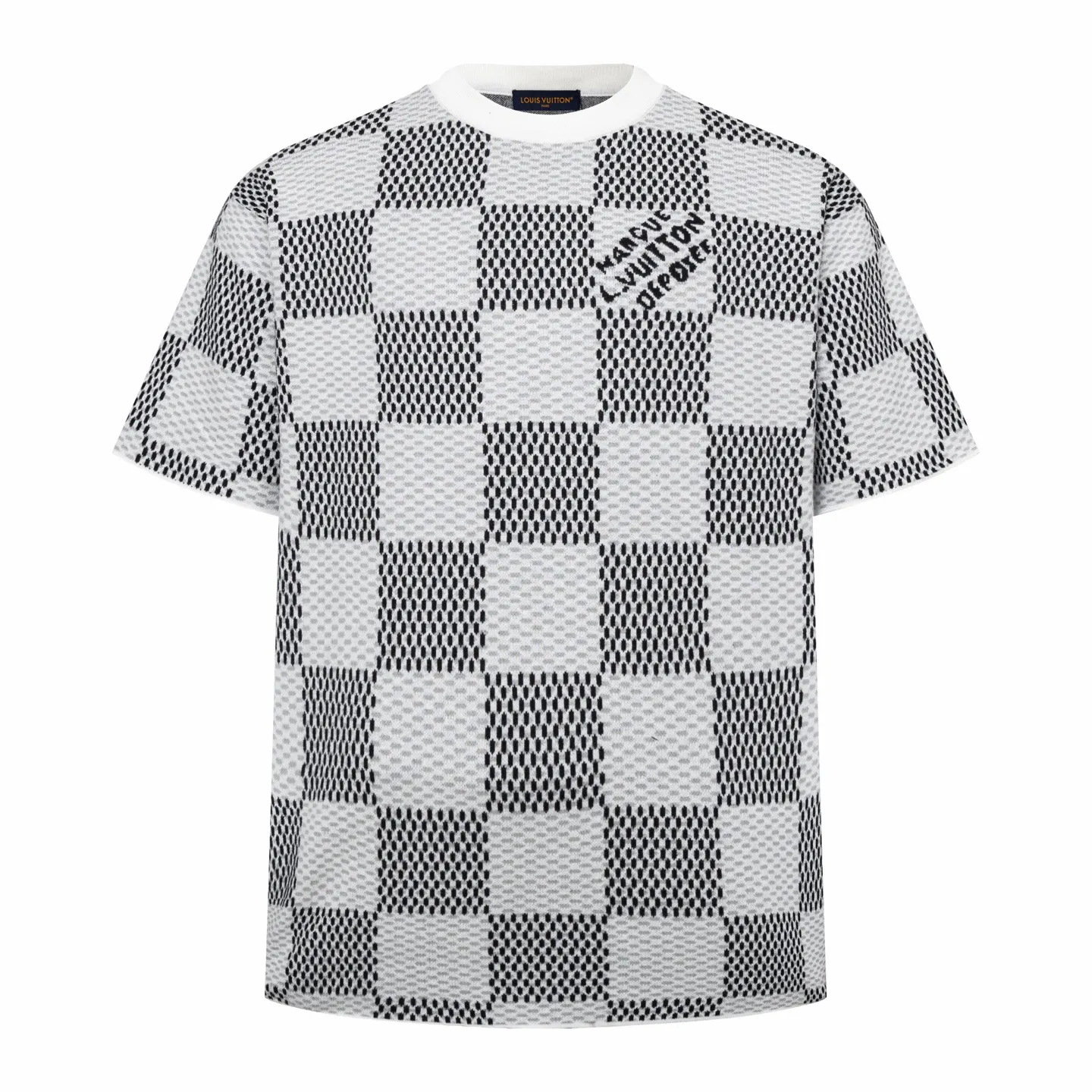 Damier Jacquard Cotton Knit T-Shirt D23014207