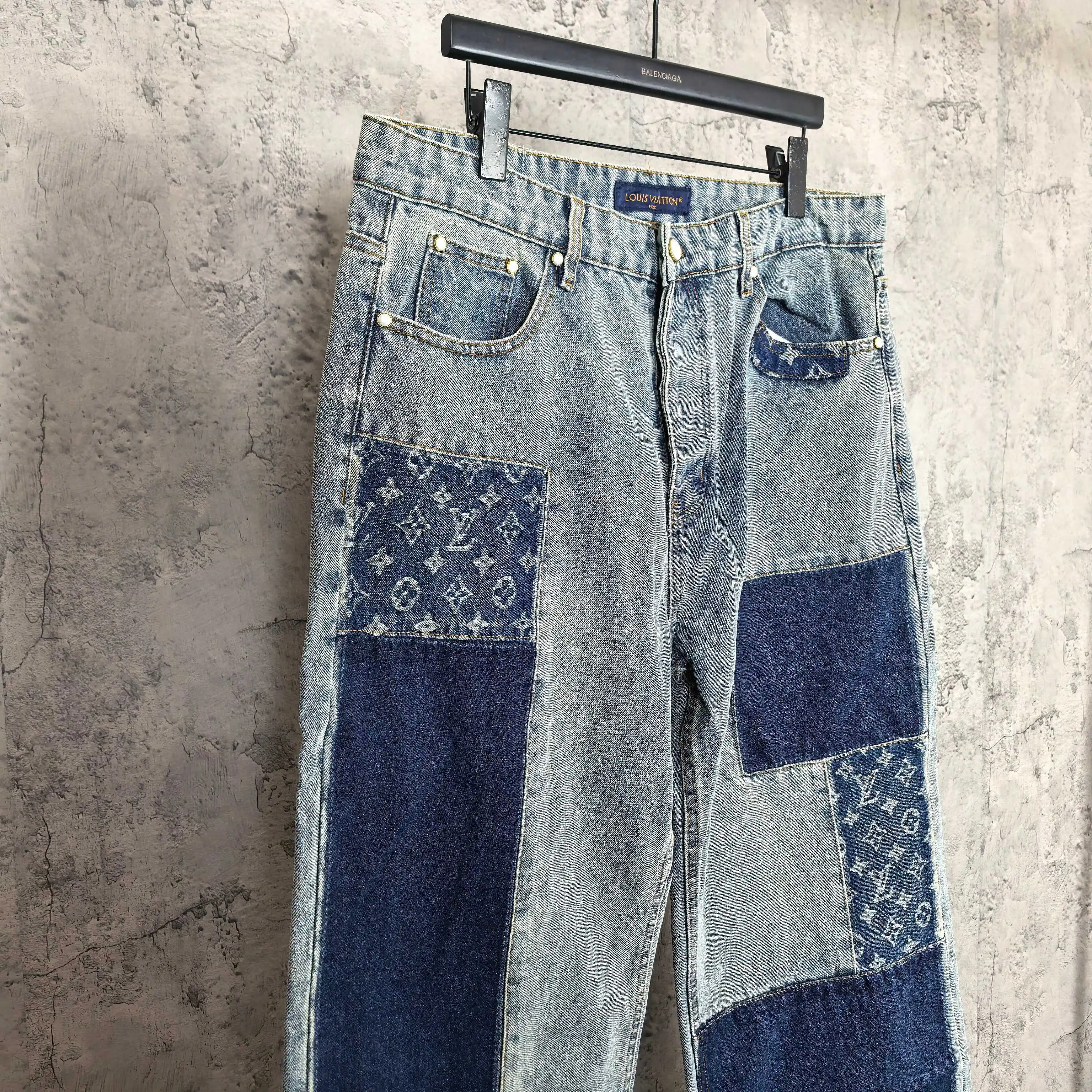Monogram Patchwork Straight-Leg Jeans D23024503 — view 7