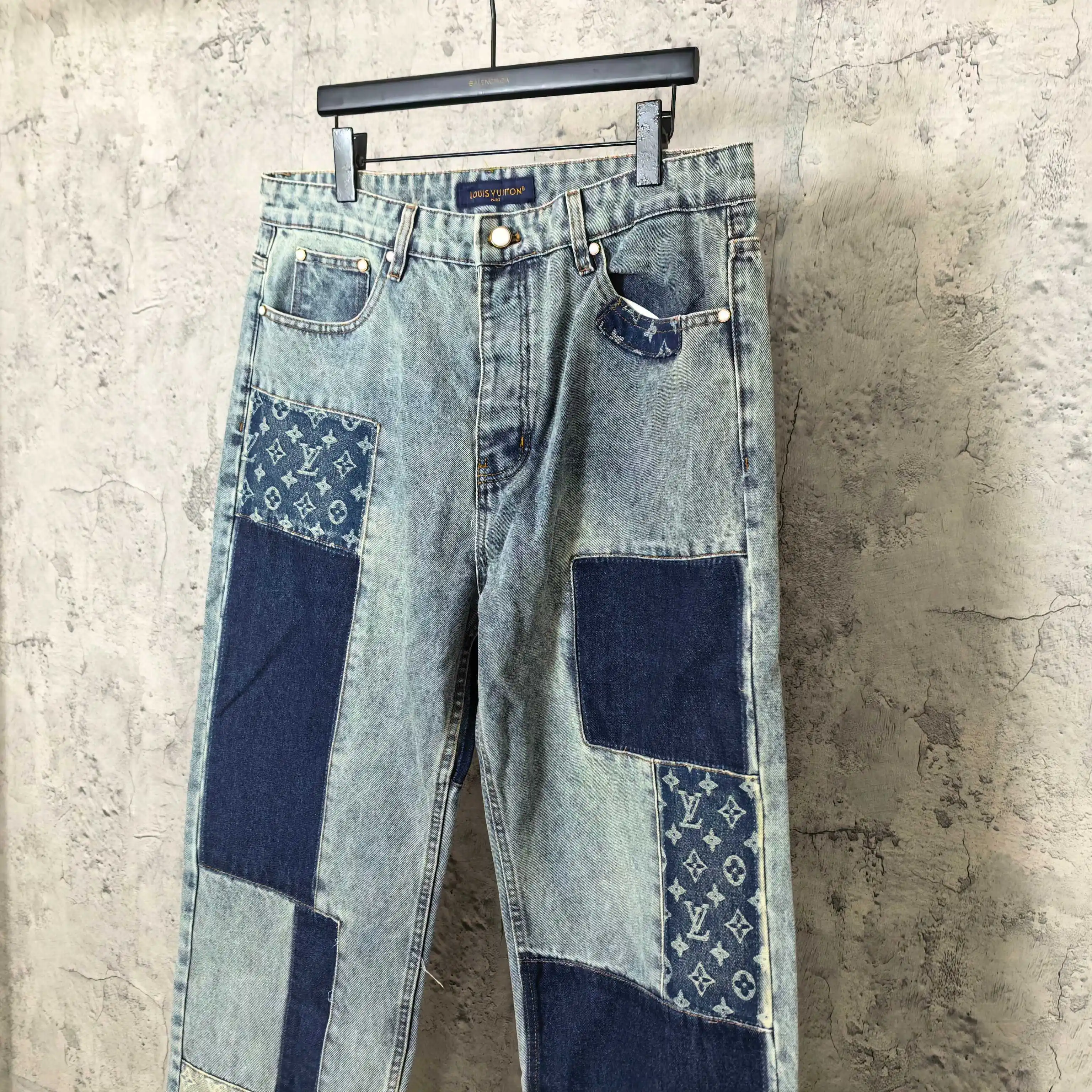 Monogram Patchwork Straight-Leg Jeans D23024503 — view 9
