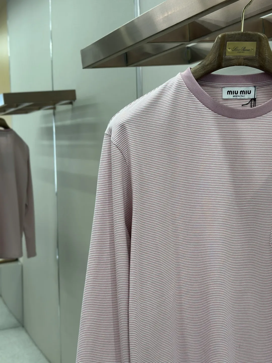 Striped Cotton Long-Sleeved T-Shirt D23019191 — view 5