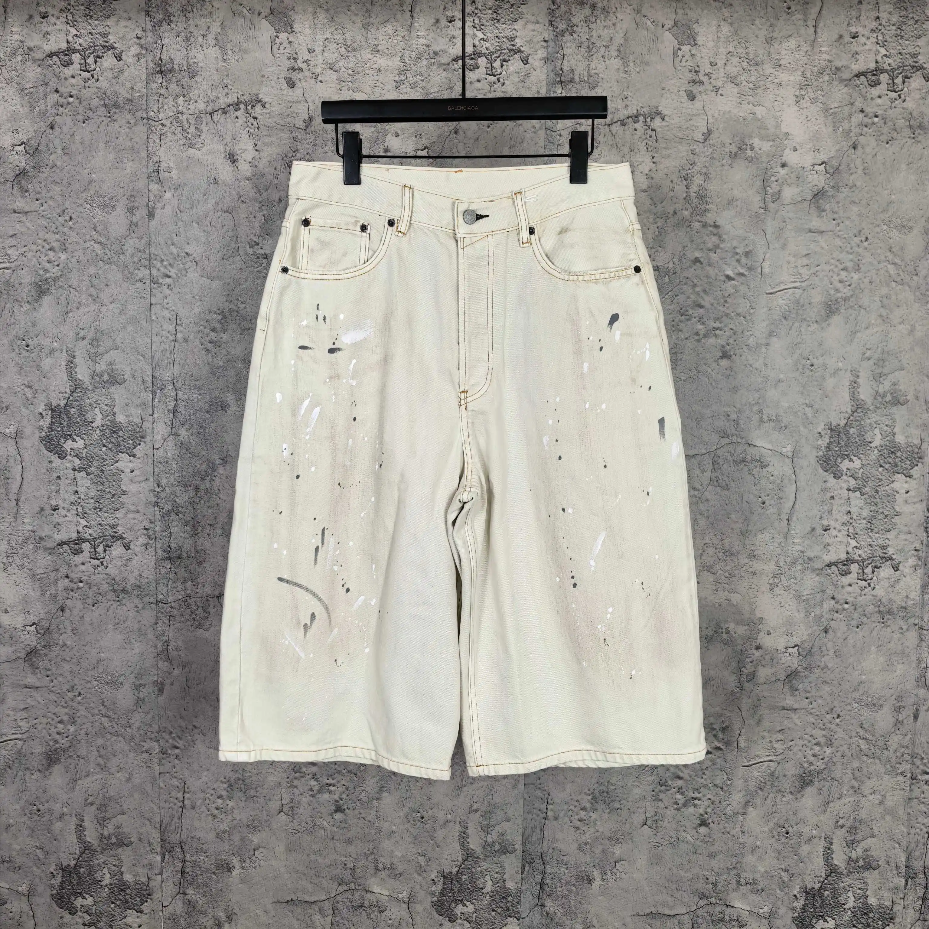 Paint-Splatter Denim Shorts D23524520
