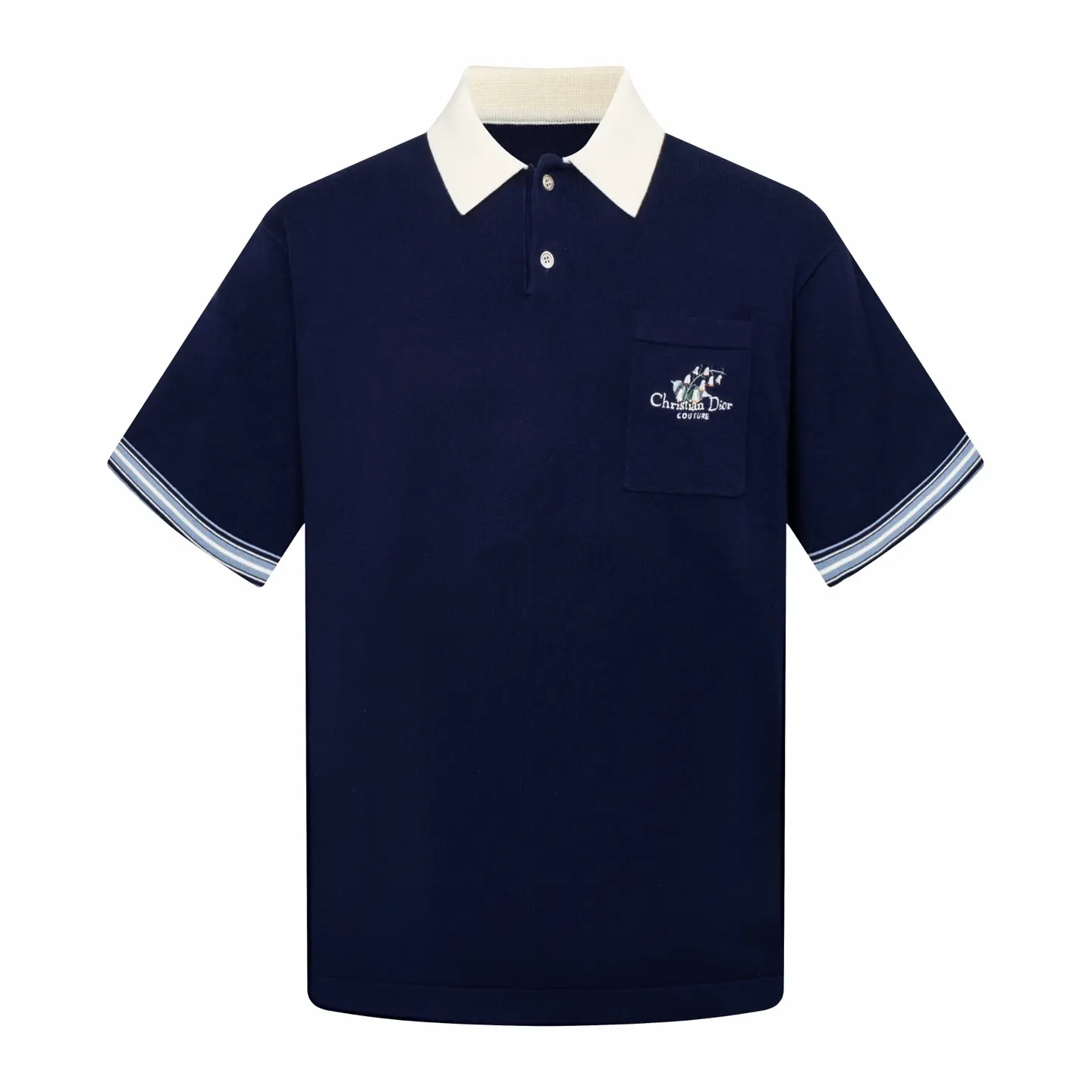 Lily of the Valley Embroidered Cotton Polo Shirt D23514208