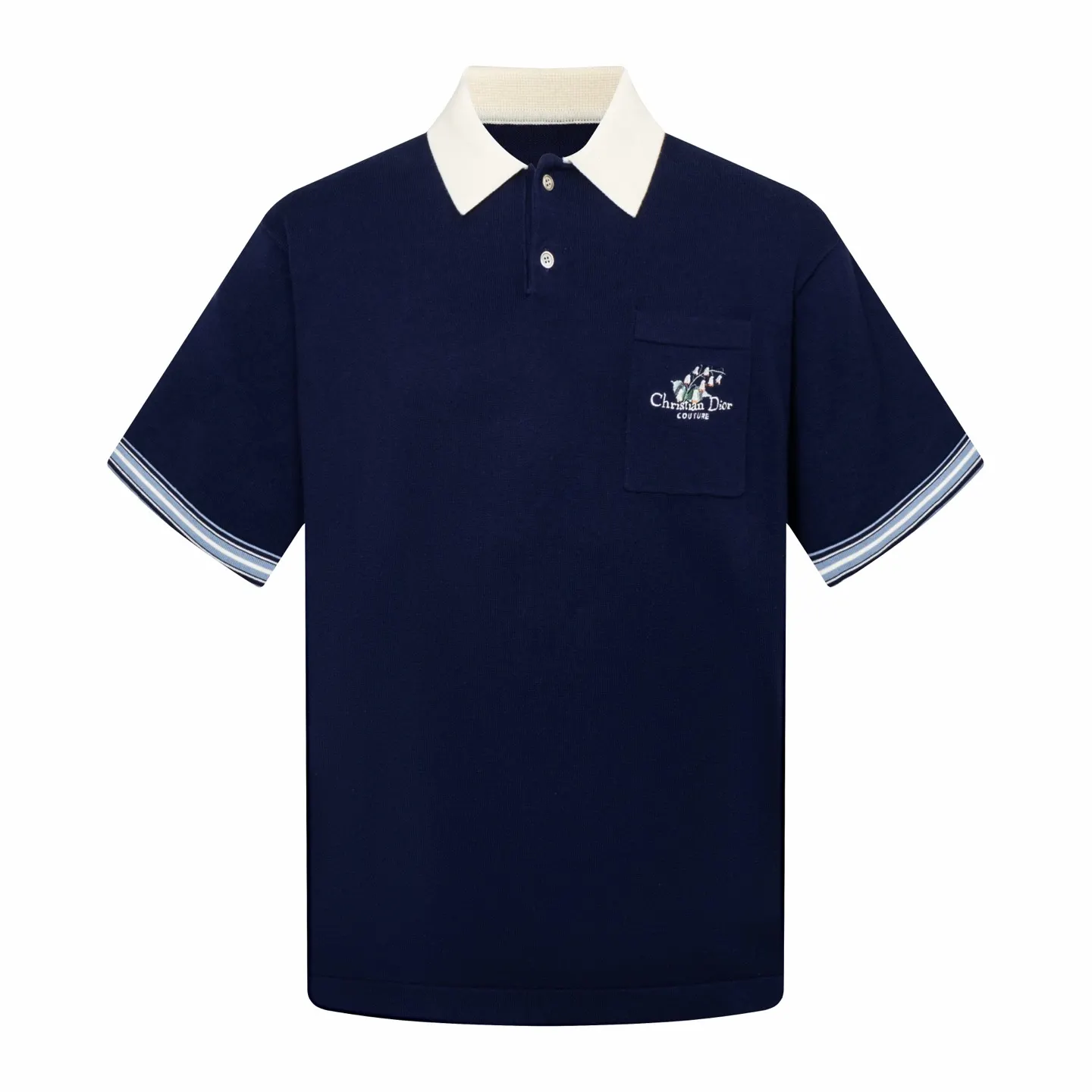 Lily of the Valley Embroidered Cotton Polo Shirt D23514208