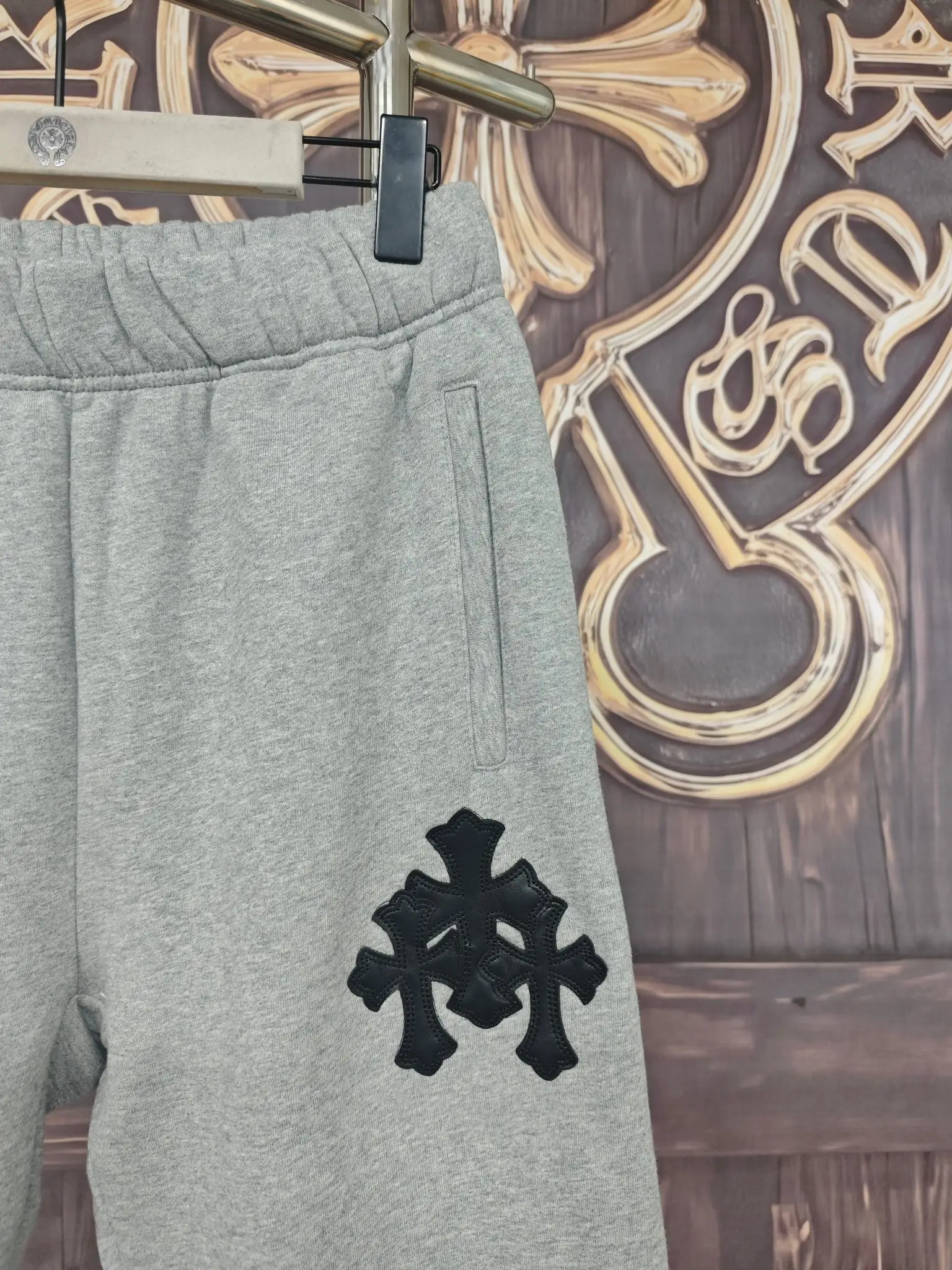 Chrome Hearts Leather Cross Patch Sweatpants D24020295 — view 4