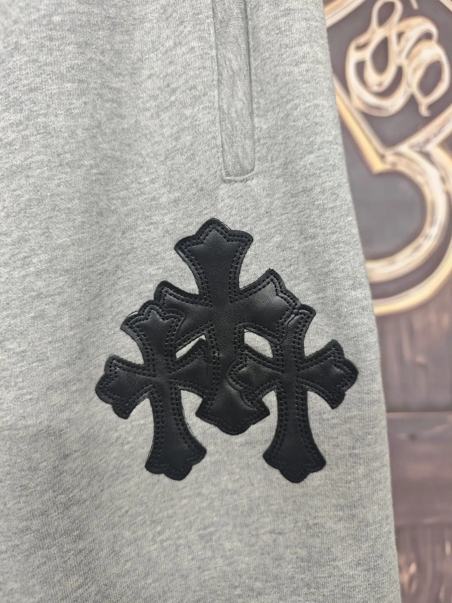 Chrome Hearts Leather Cross Patch Sweatpants D24020295 — view 5