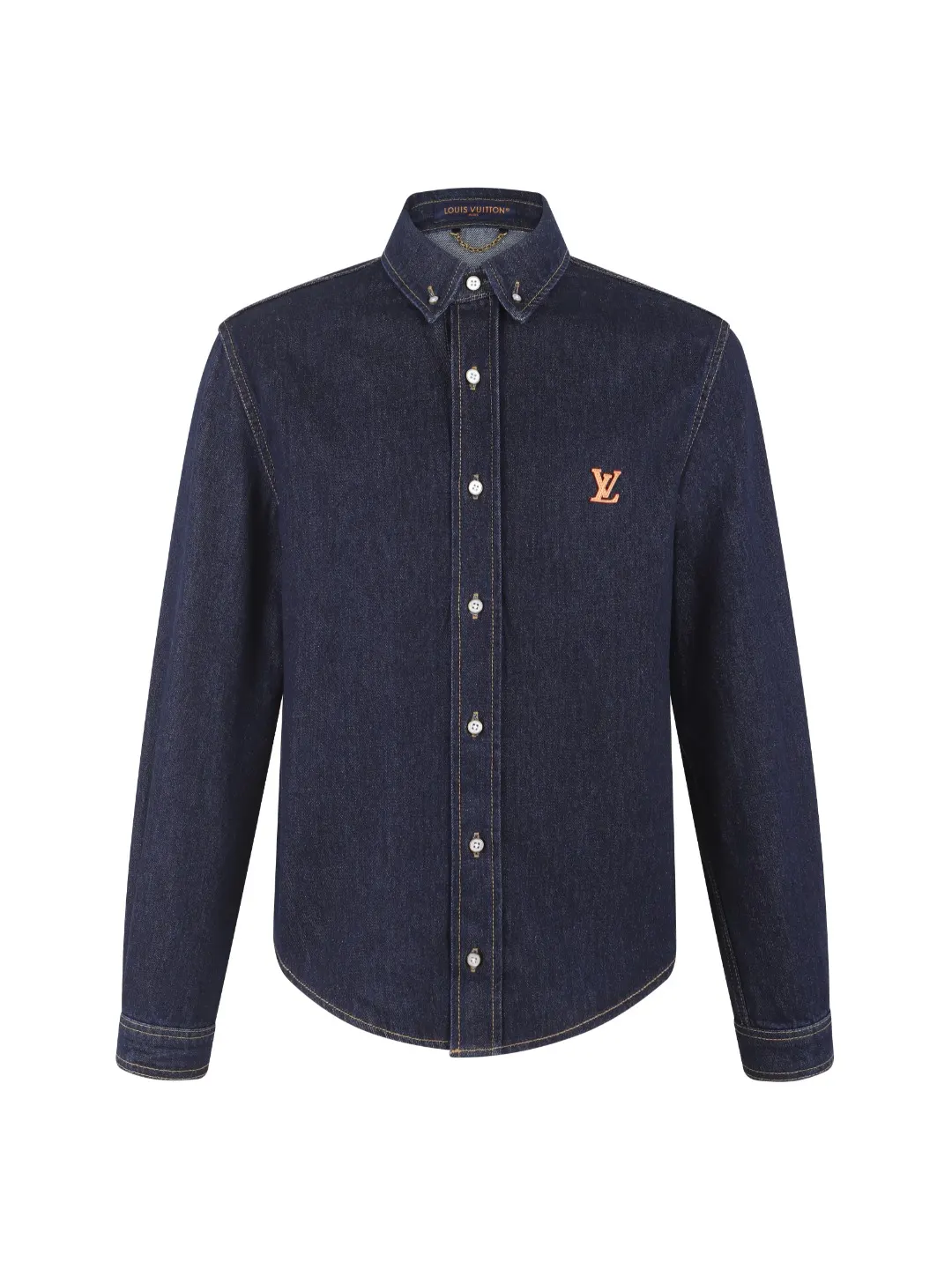 Embroidered Logo Denim Long-Sleeve Shirt D24024916