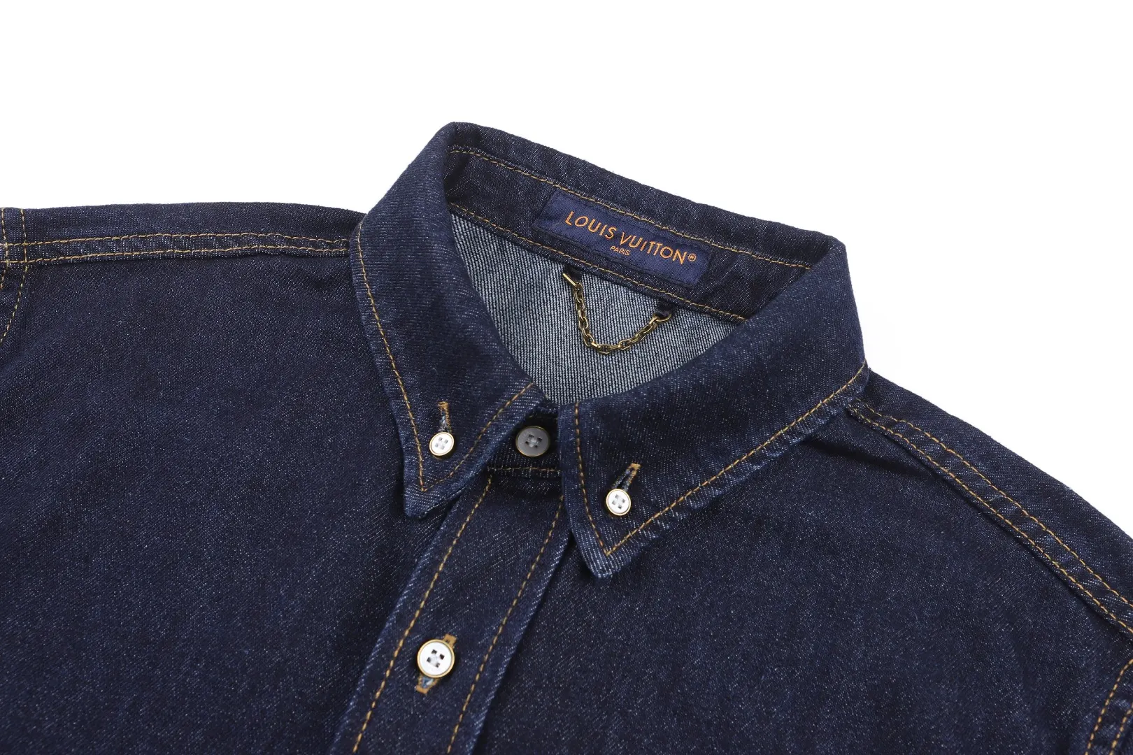 Embroidered Logo Denim Long-Sleeve Shirt D24024916 — view 3
