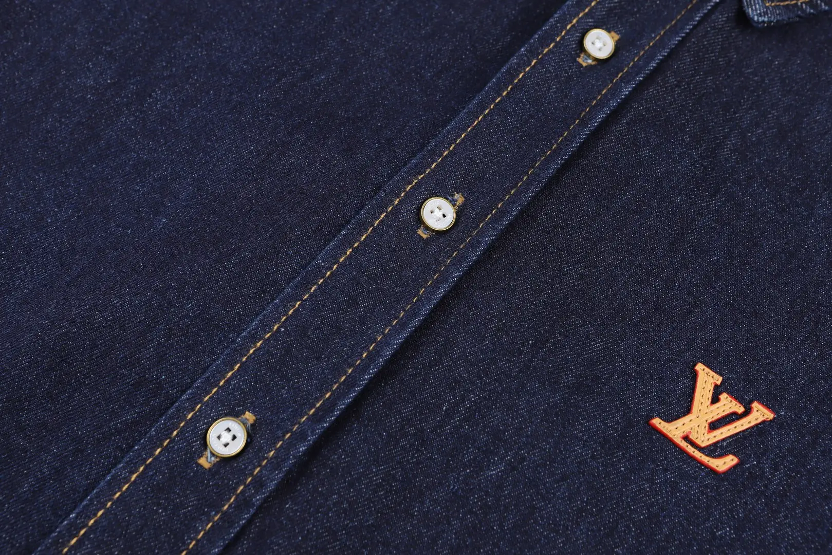 Embroidered Logo Denim Long-Sleeve Shirt D24024916 — view 6