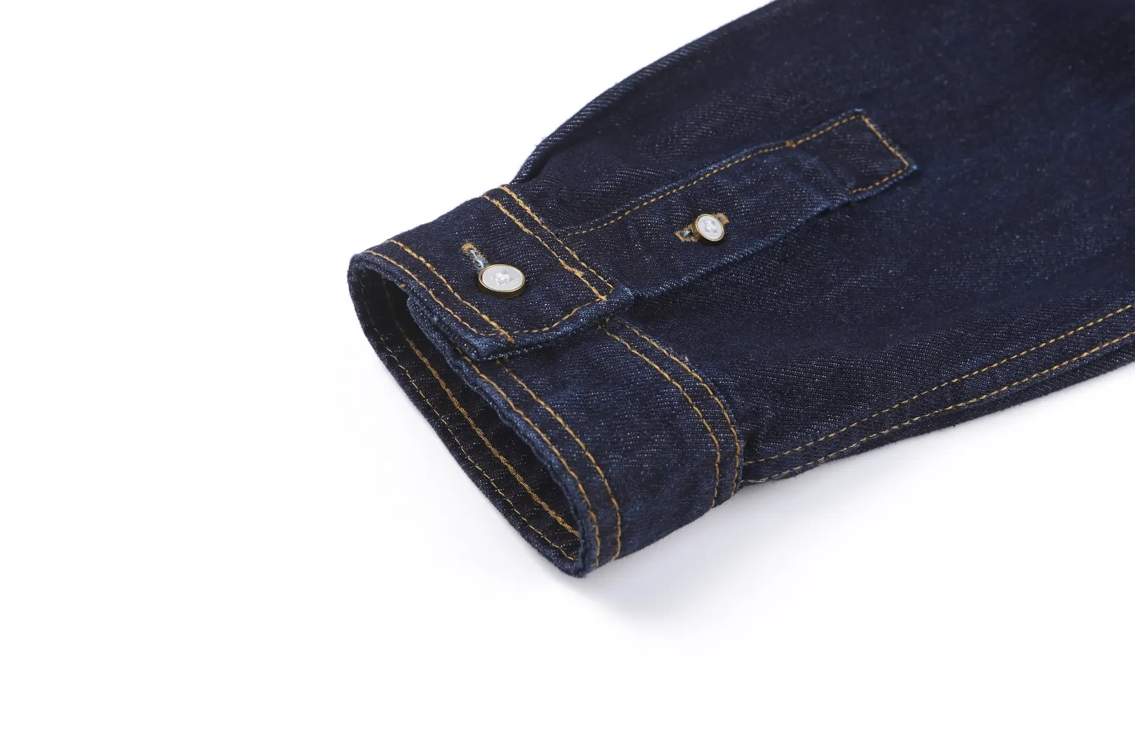 Embroidered Logo Denim Long-Sleeve Shirt D24024916 — view 7