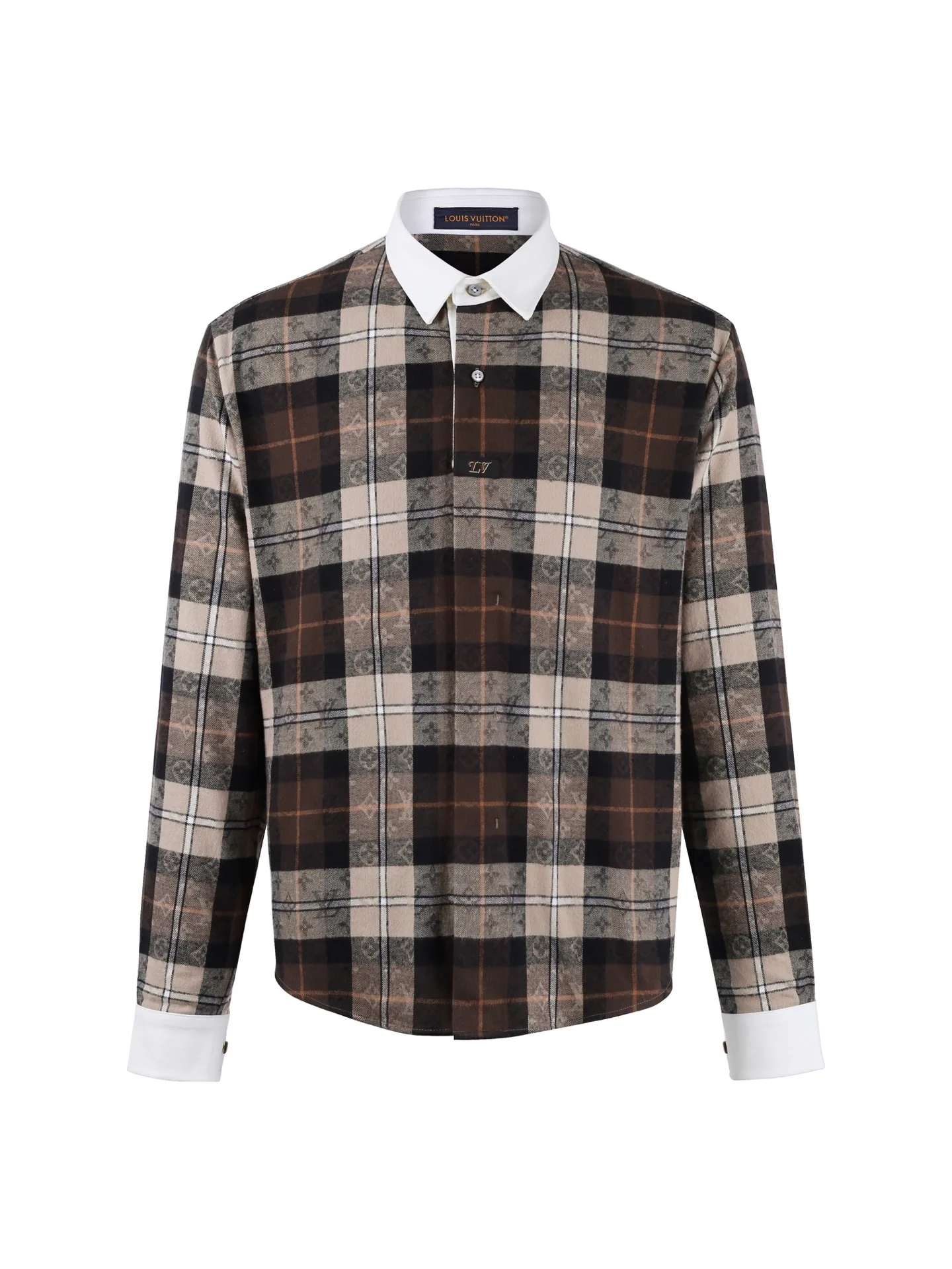 Monogram Plaid Flannel Contrast Collar Shirt D24024915