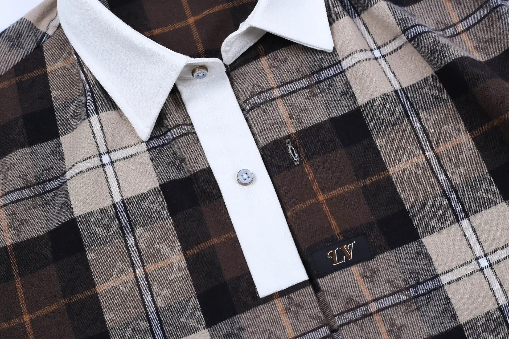 Monogram Plaid Flannel Contrast Collar Shirt D24024915 — view 6