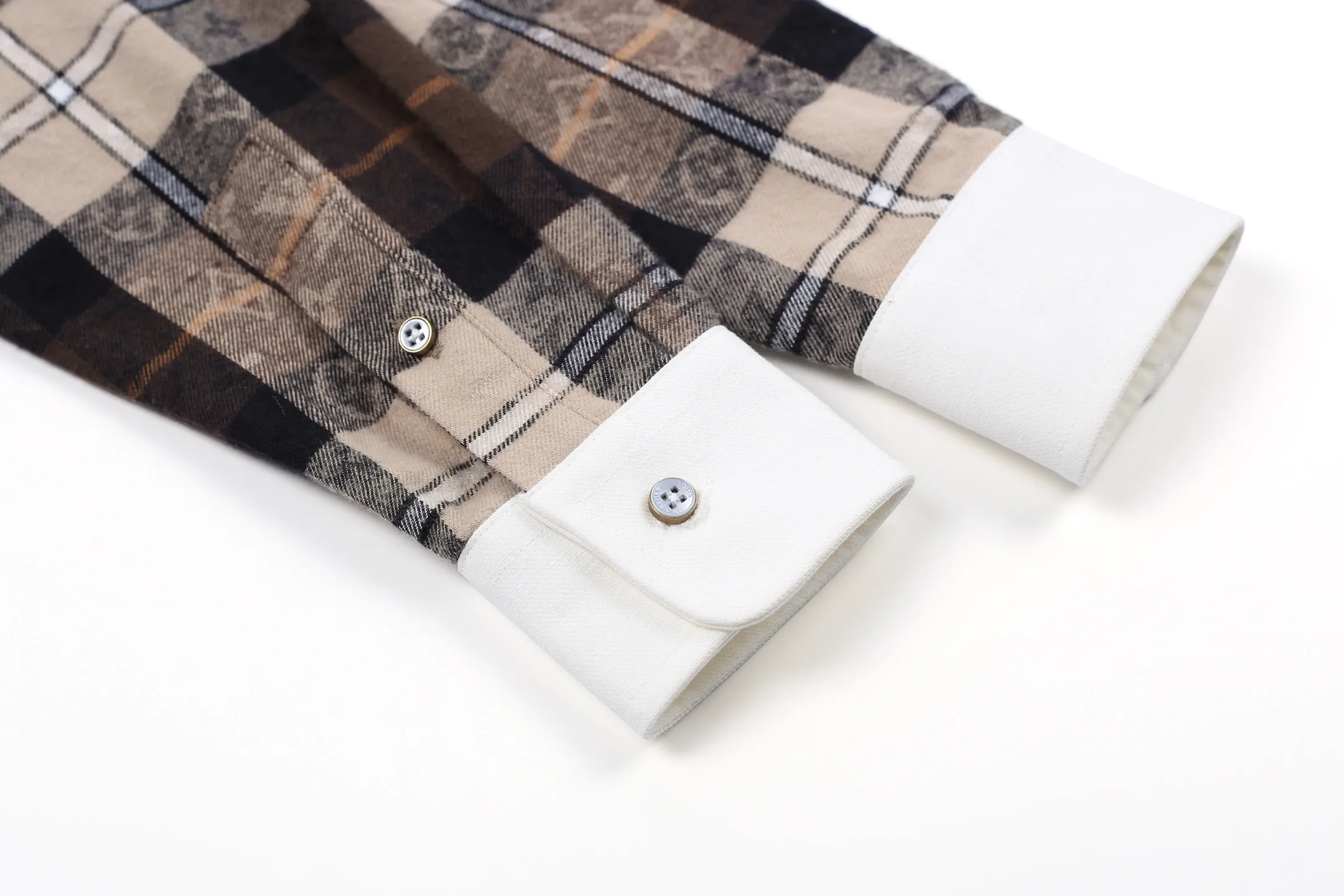 Monogram Plaid Flannel Contrast Collar Shirt D24024915 — view 7