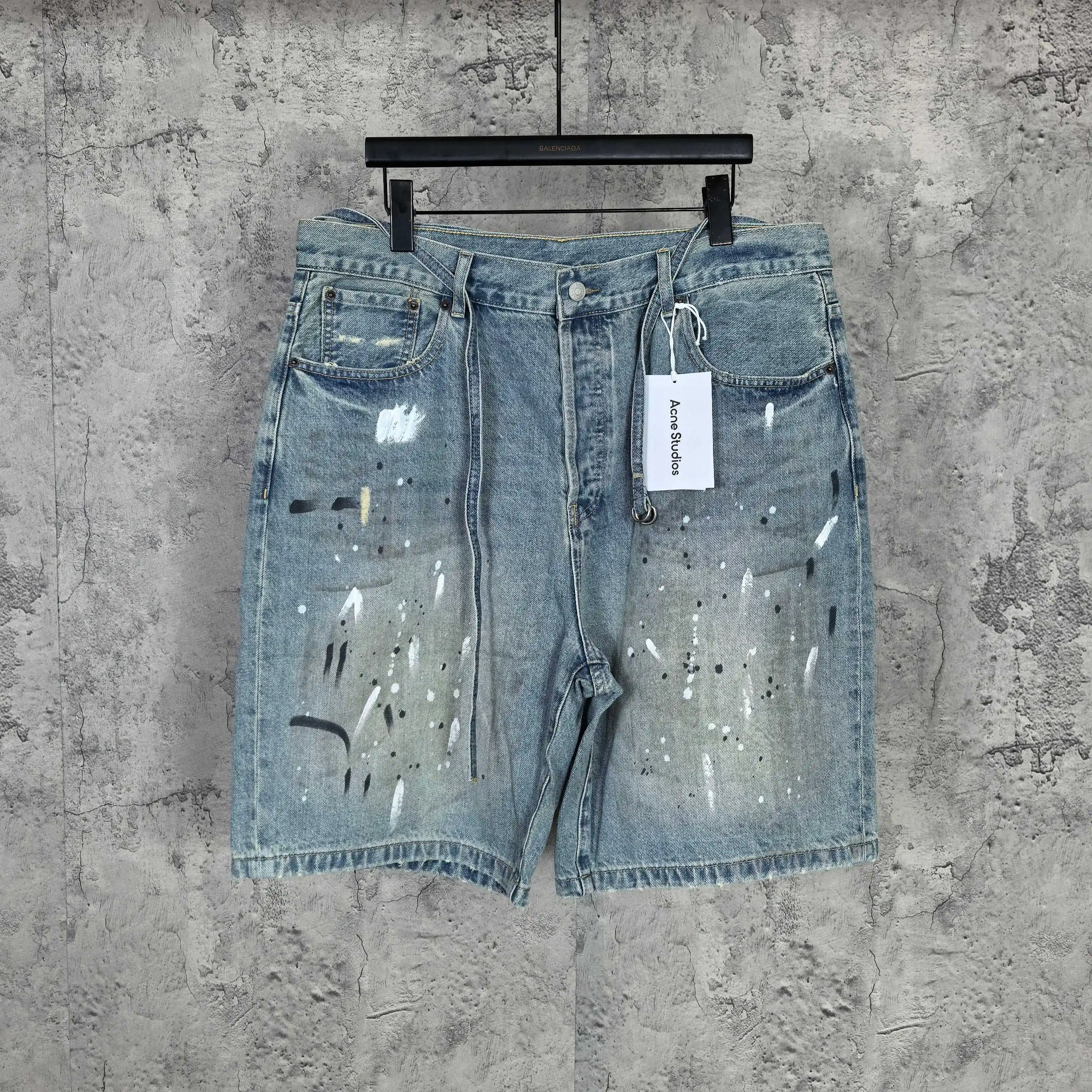 1981 Paint-Splatter Drawstring Denim Shorts D24024536