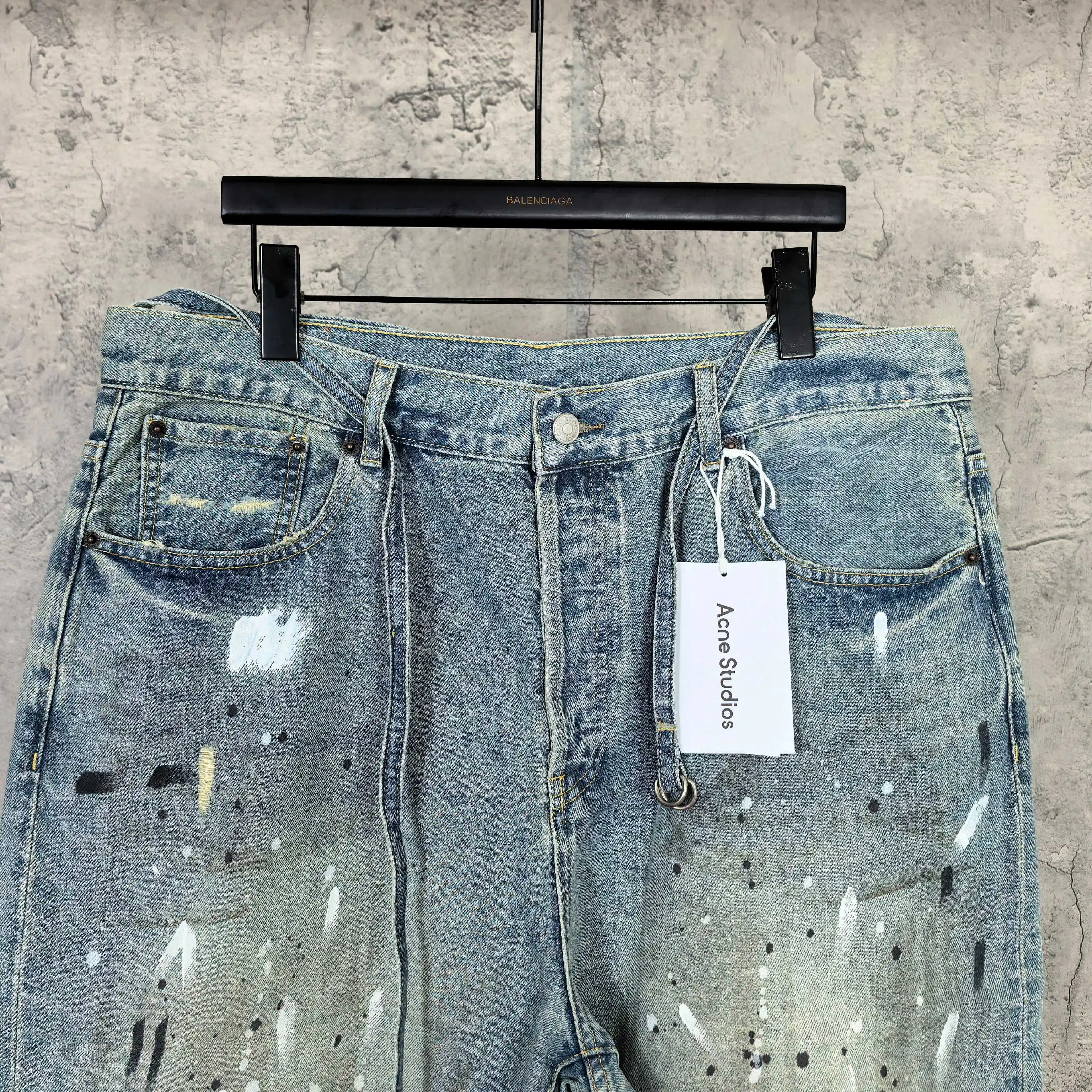 1981 Paint-Splatter Drawstring Denim Shorts D24024536 — view 3