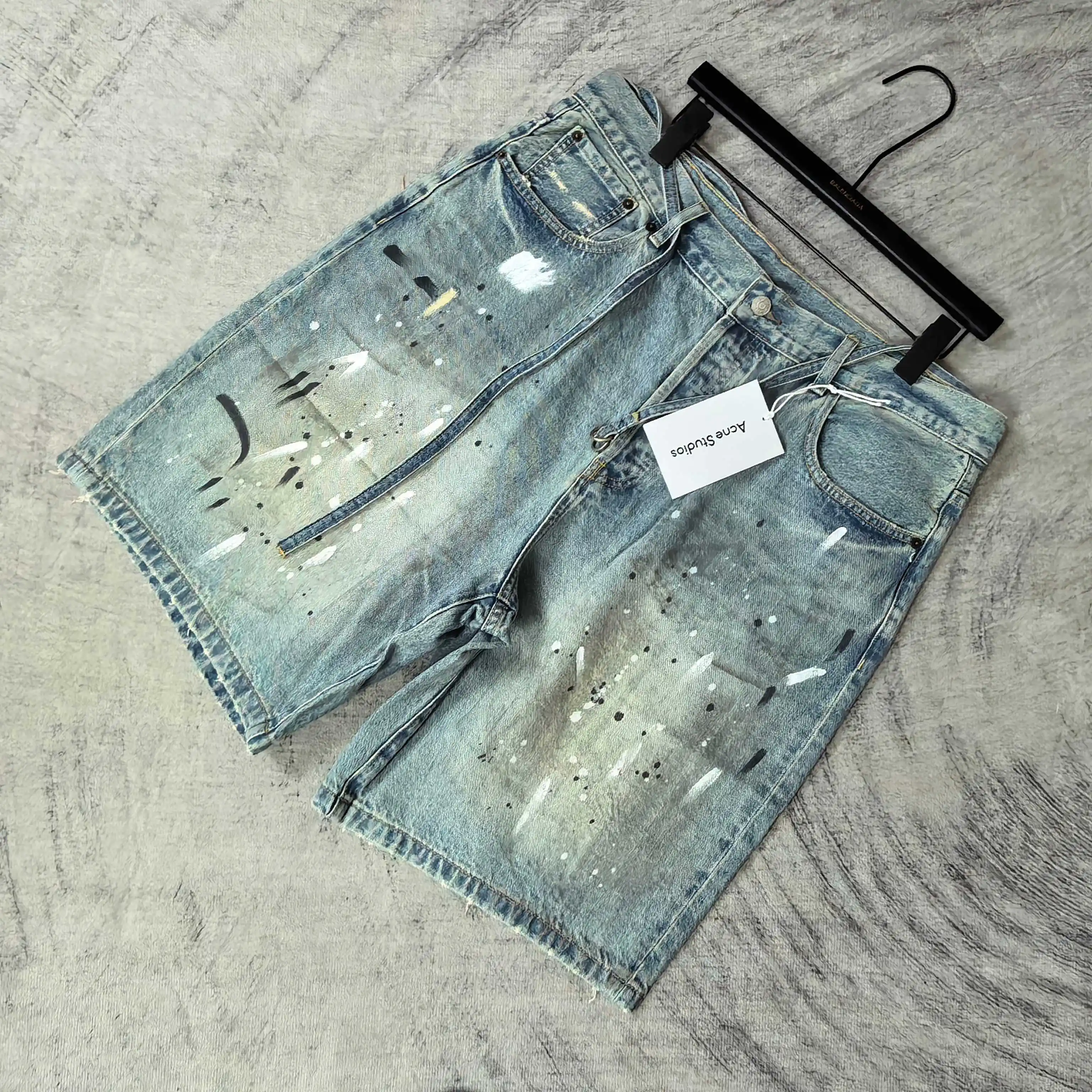 1981 Paint-Splatter Drawstring Denim Shorts D24024536 — view 4